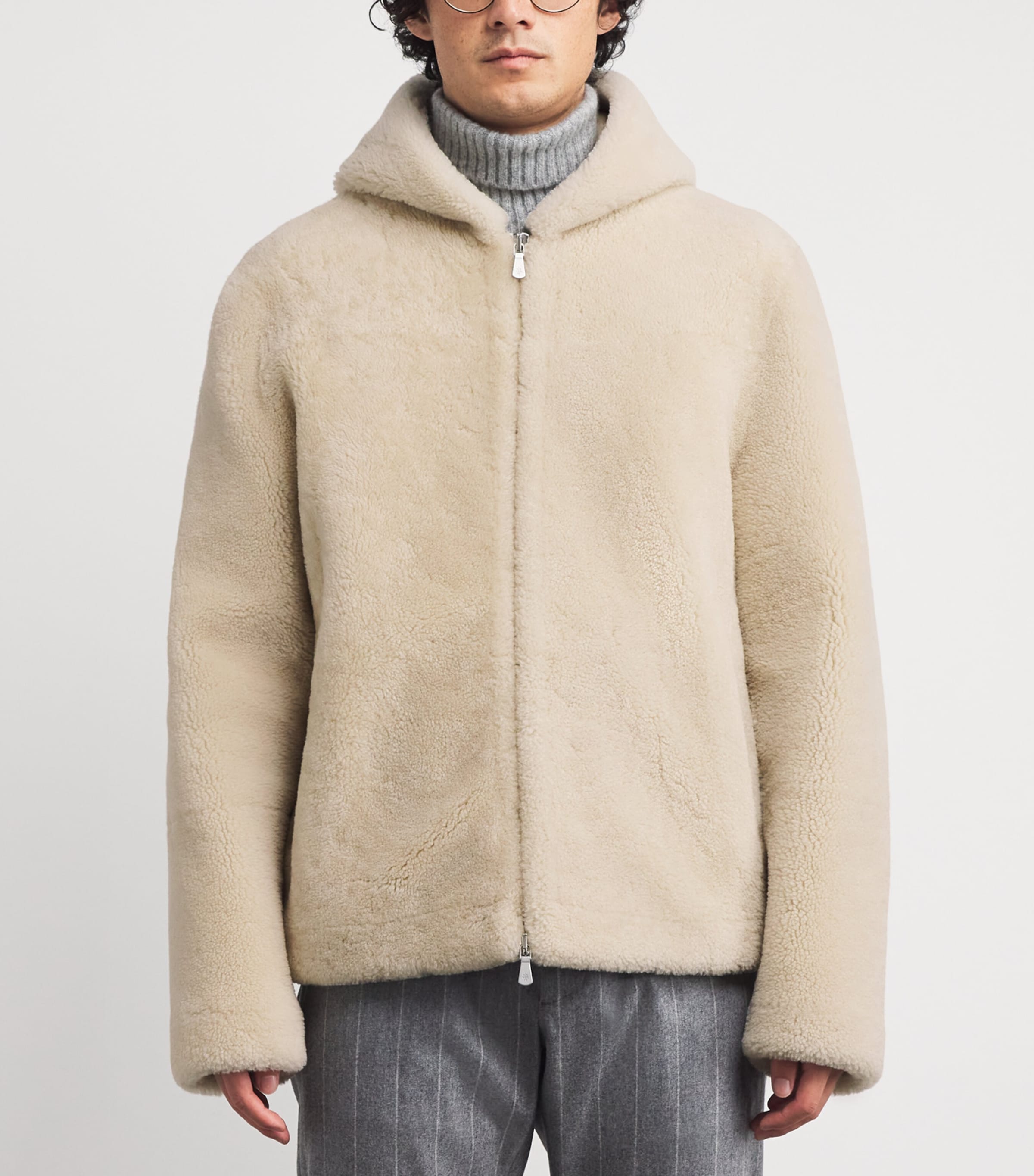 Shearling Hooded Jacket AVORIO Image 3