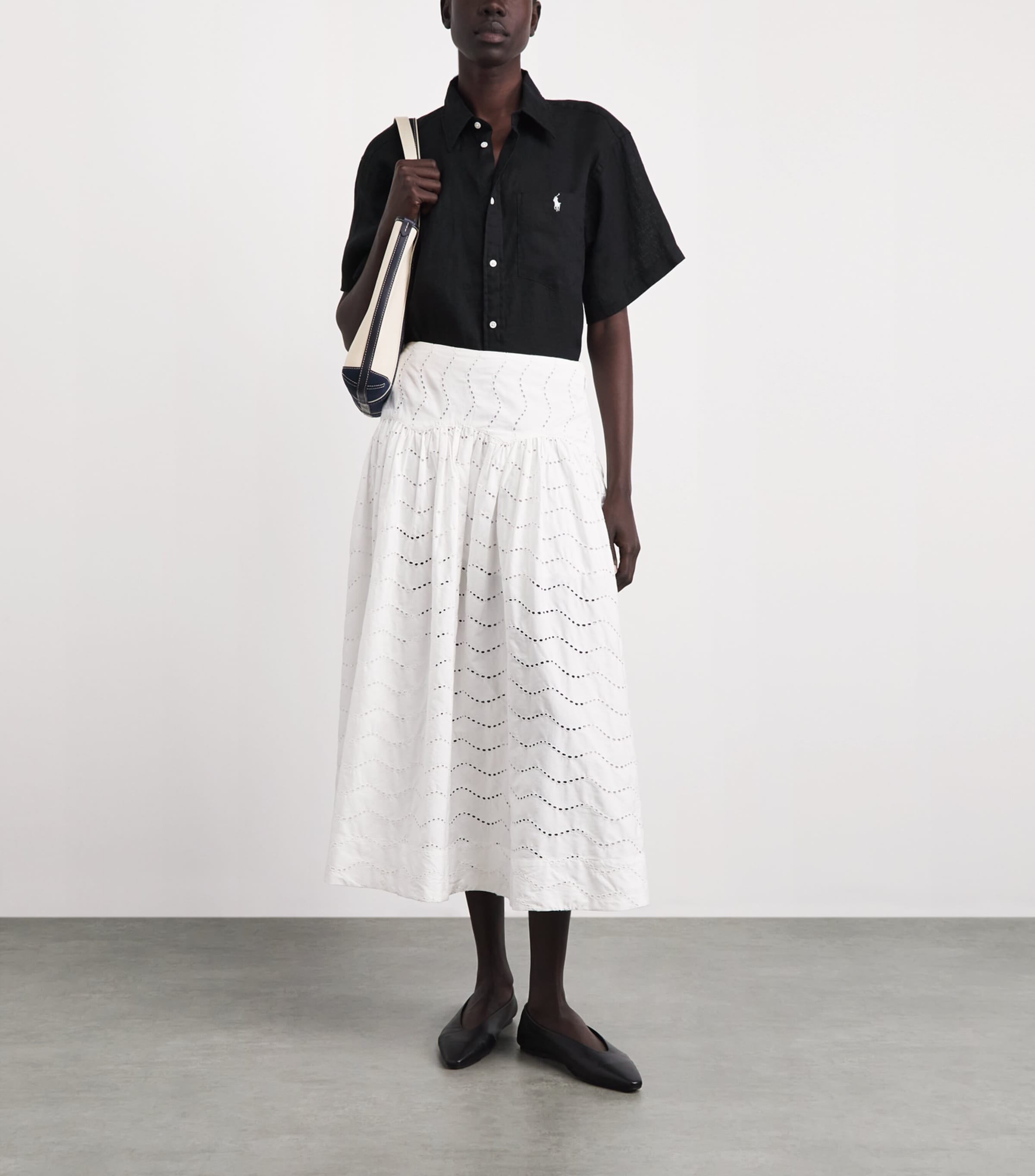 Polo Ralph Lauren Womens Linen Oversized Shirt Polo Black Image 2