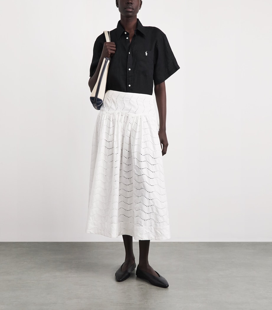 Polo Ralph Lauren Womens Linen Oversized Shirt Polo Black Image 2