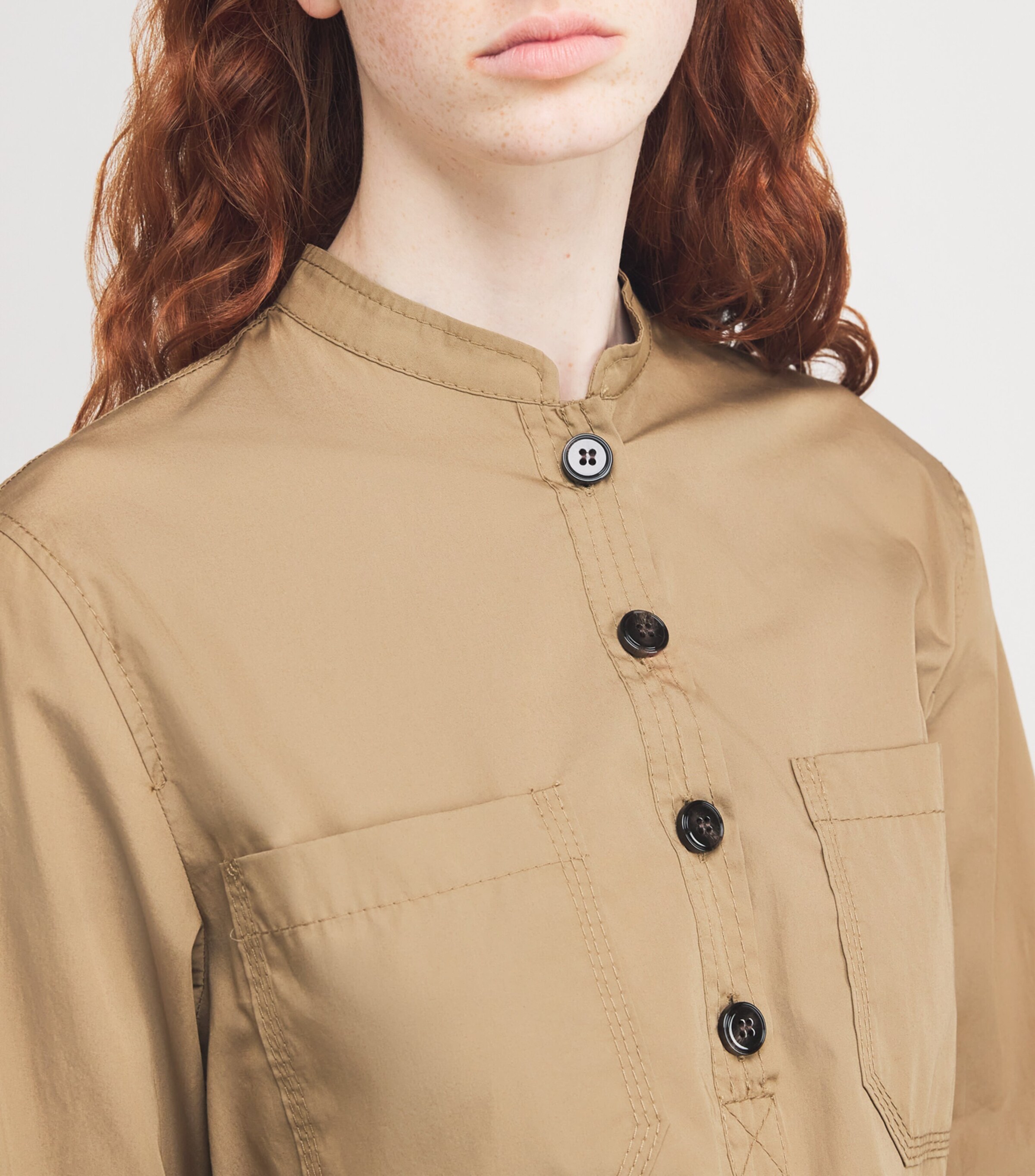 MAX&Co. Womens Cotton Poplin Utility Mini Dress Sand Image 6