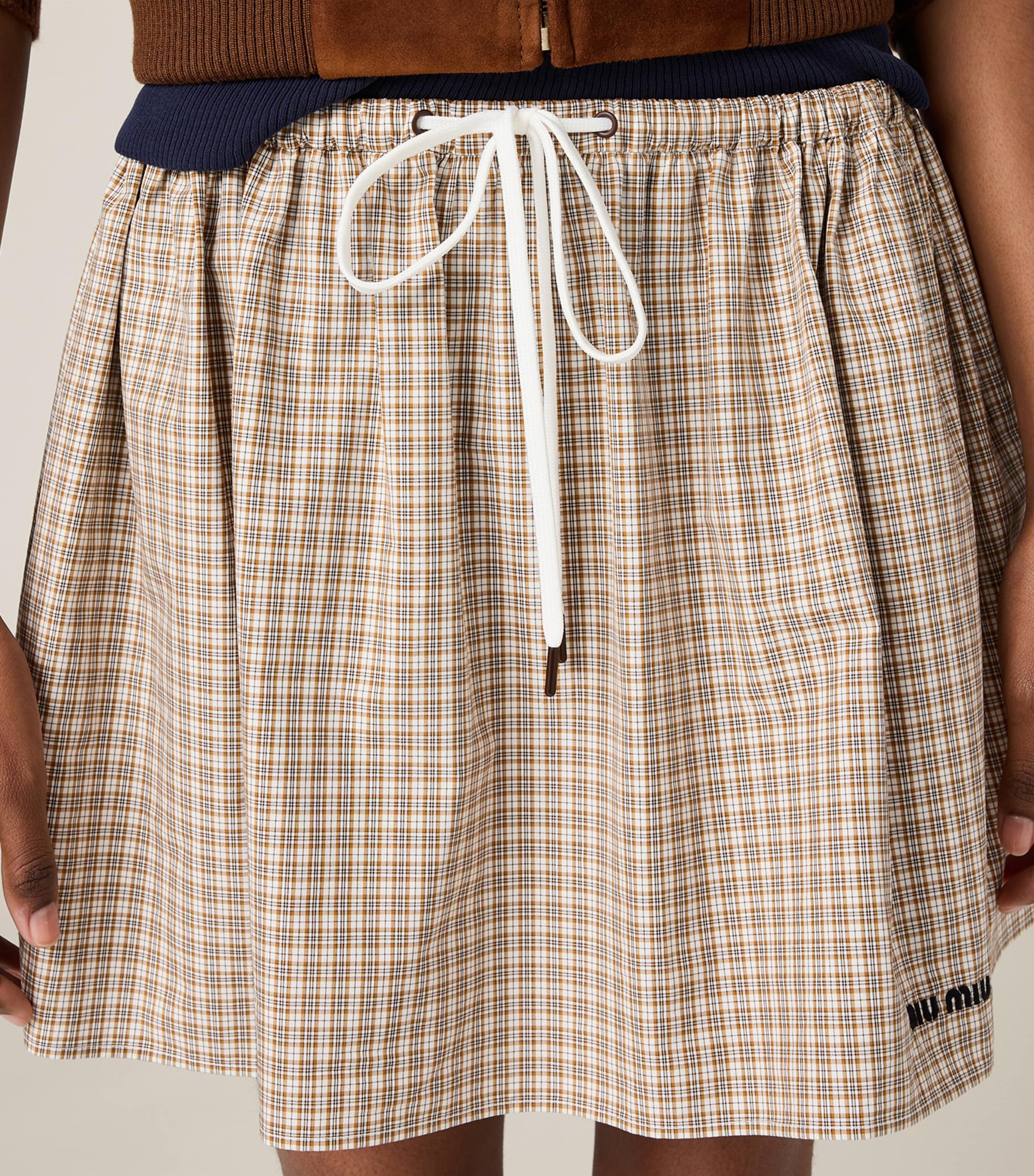 スカート MIU MIU Cotton skirt with check insert on the bottom Miu Miu Cotton Skirt With Check Insert On The Bottom | Grailed