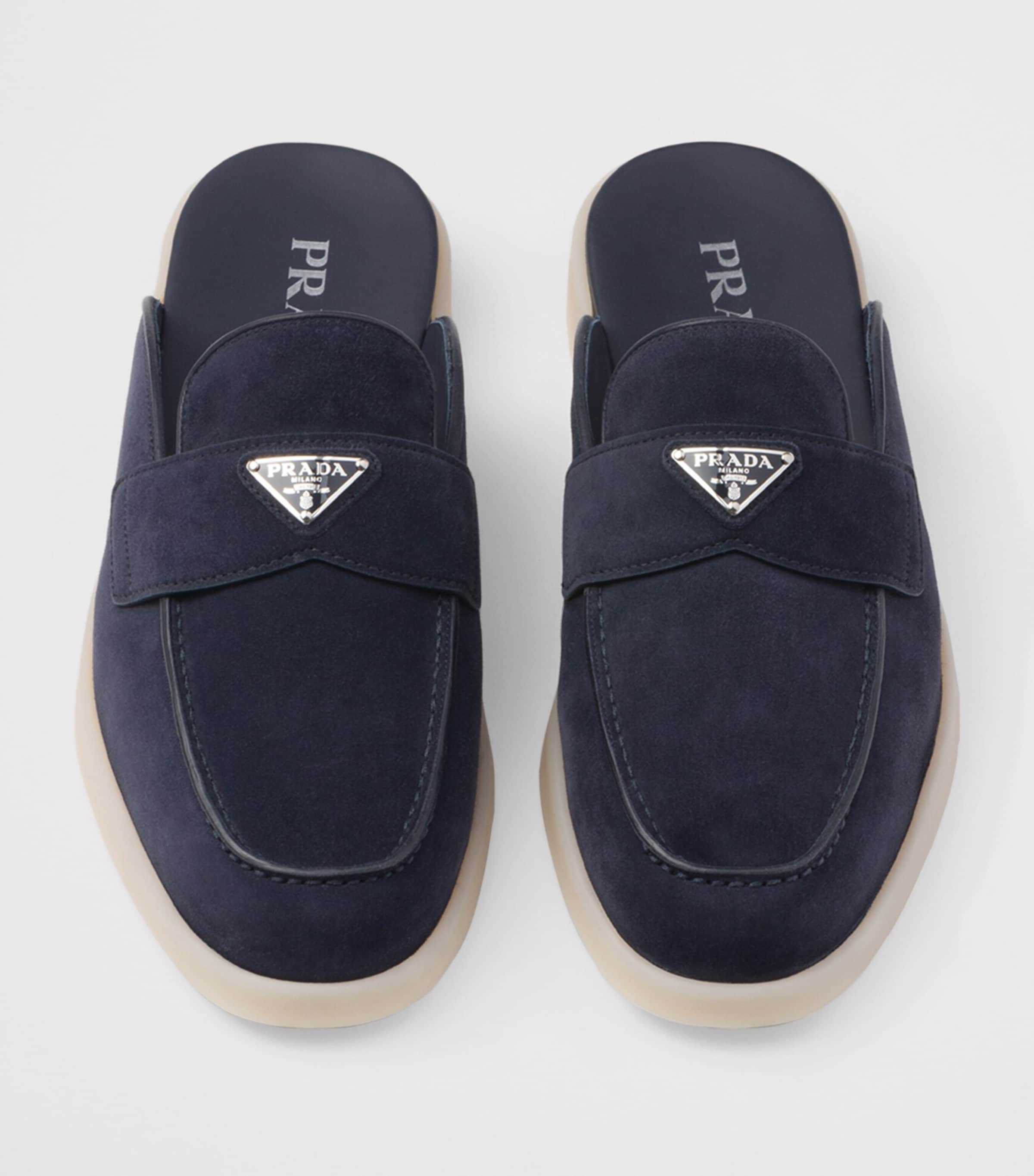 Prada Suede Triangle Mules Image 4