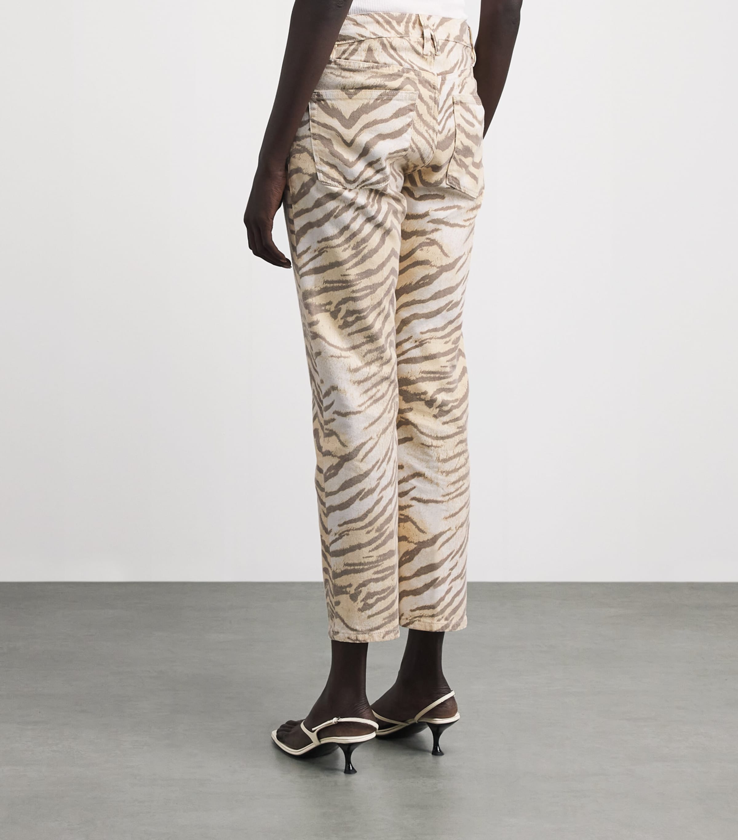 Good American Womens Tiger Print Vintage Straight Jeans Btg Brown Tiger Image 5