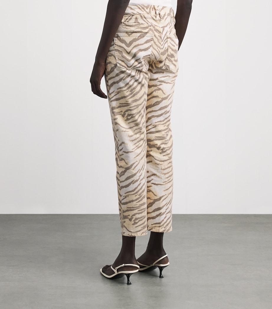 Good American Womens Tiger Print Vintage Straight Jeans Btg Brown Tiger Image 5
