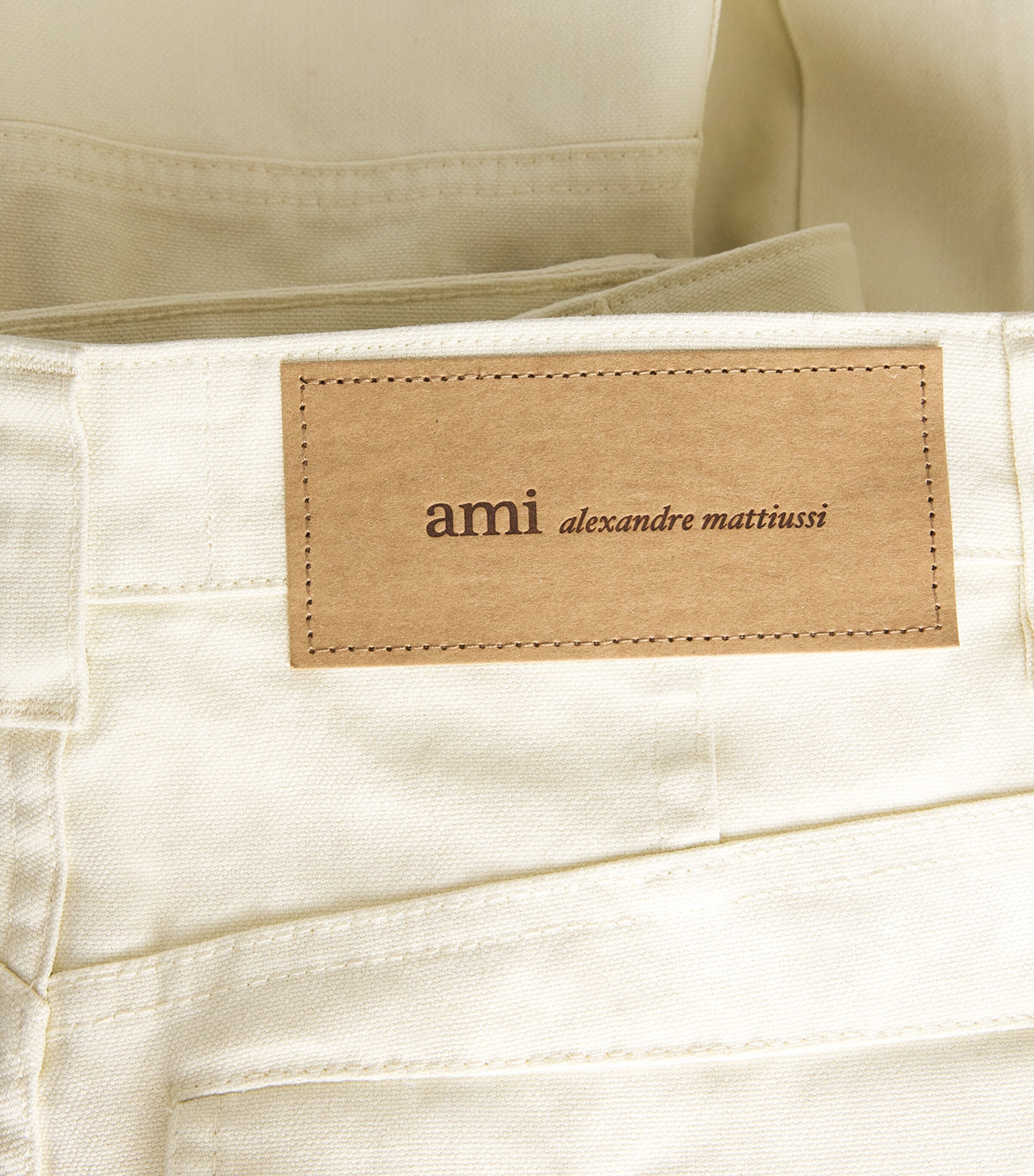 AMI Paris Womens Cotton Baggy Cargo Trousers Ivoire Image 6