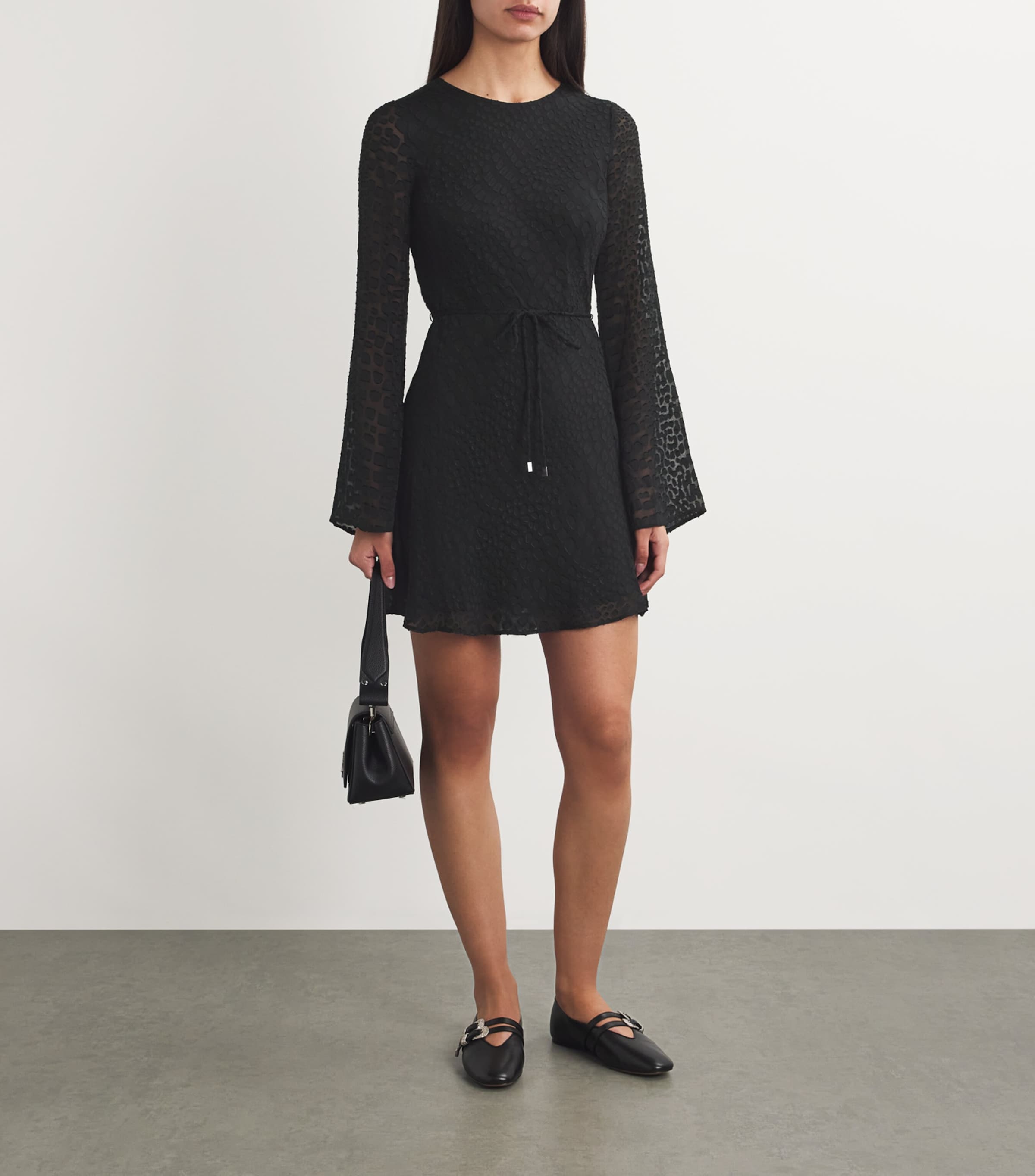 PAIGE Womens Silk-Blend Carmelyn Mini Dress Black Image 2