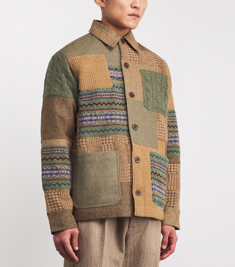 Wool-Cashmere Patchwork Utility Cardigan CLA TAN Image 3