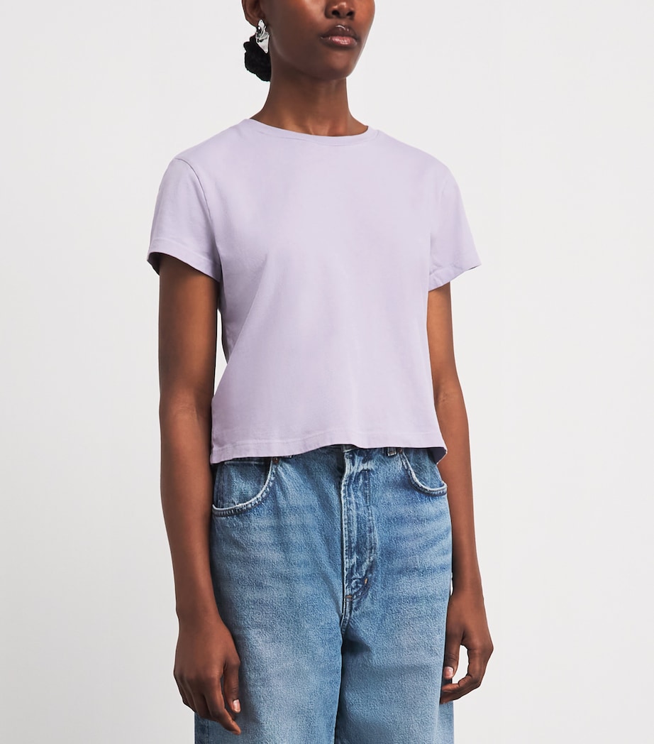 AGOLDE Womens Organic Cotton Adine Shrunken T-Shirt Lilac Image 4