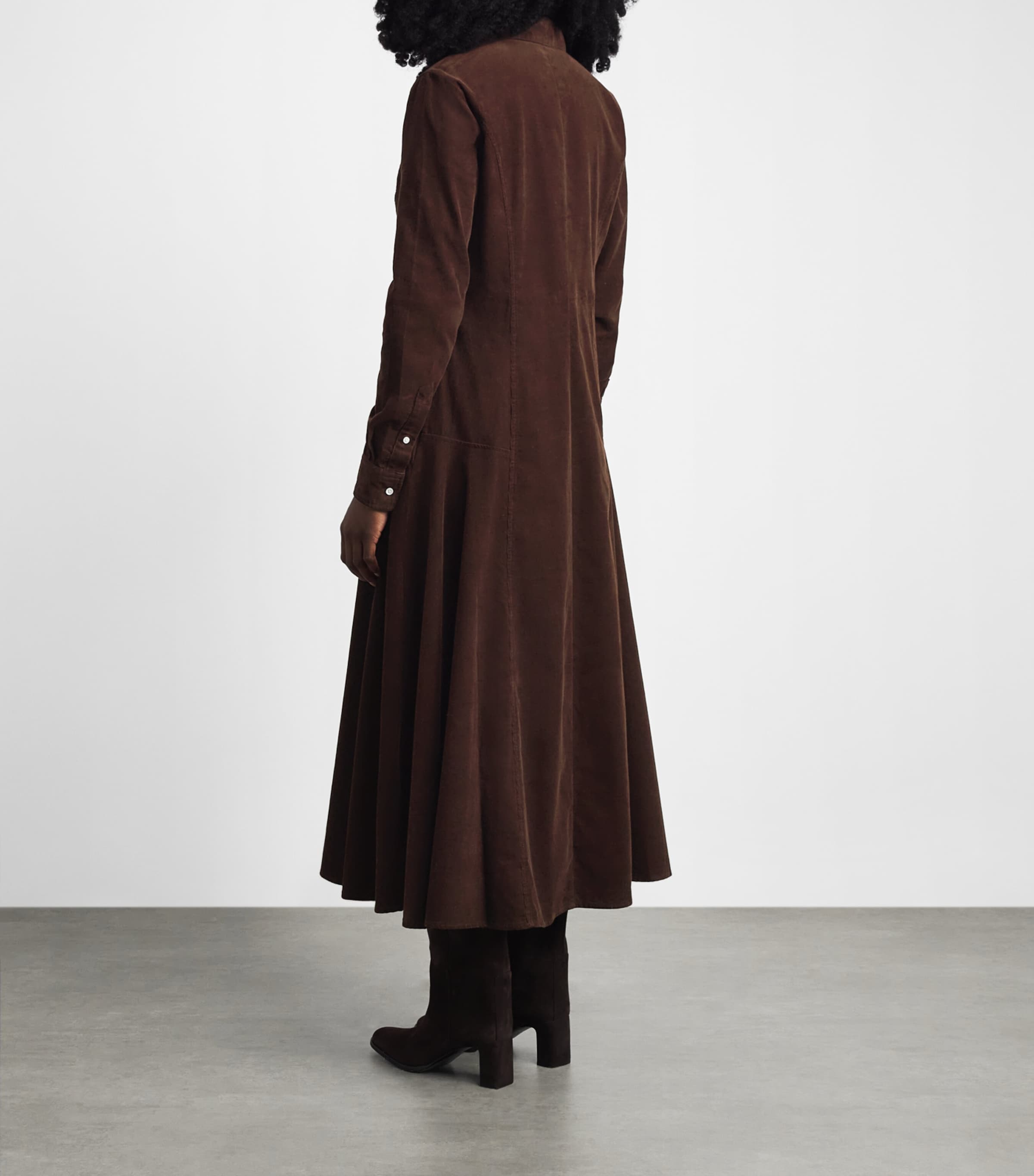 Polo Ralph Lauren Womens Cotton Corduroy Midi Shirt Dress Brown Image 4