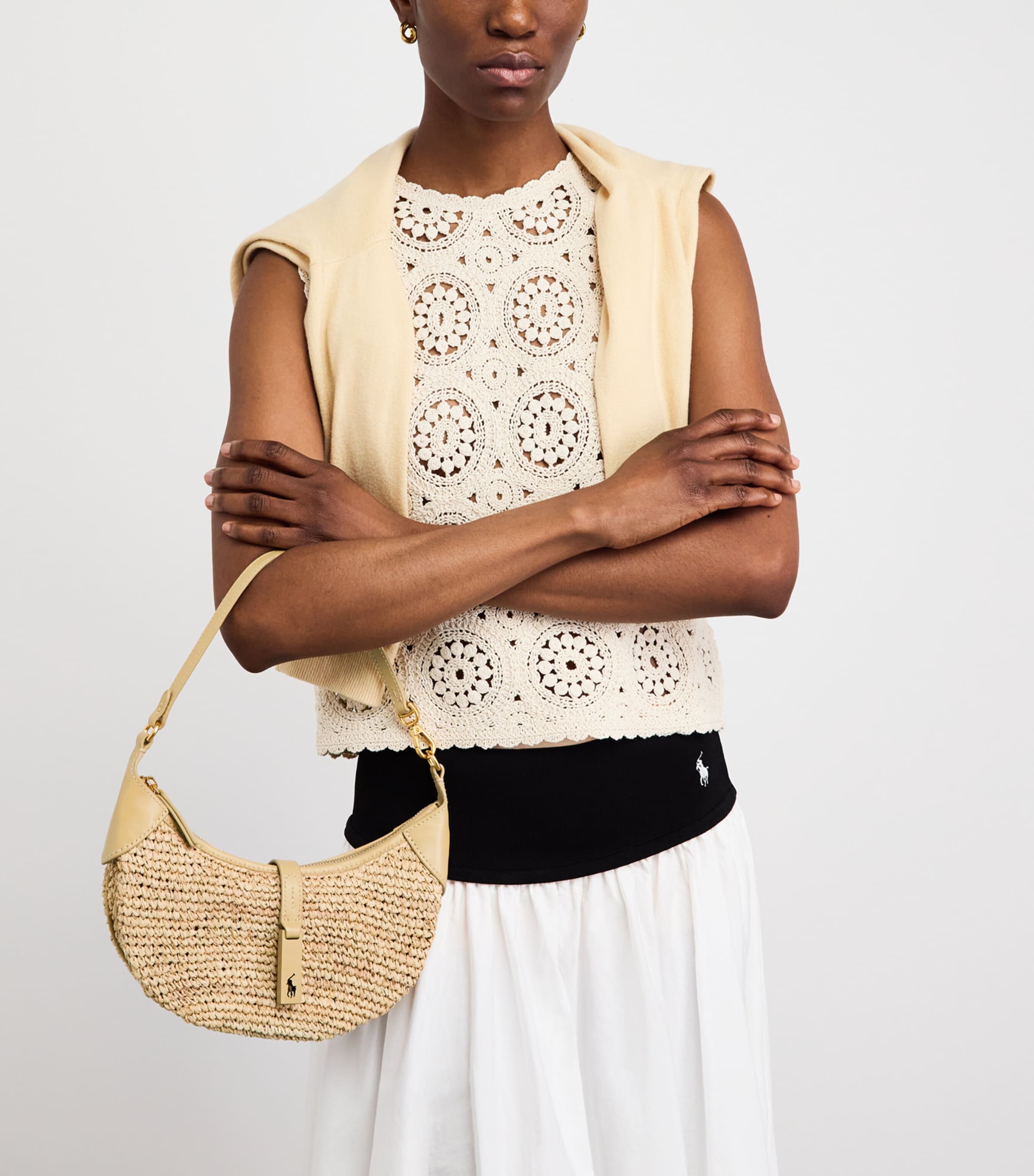 Polo Ralph Lauren Mini Raffia Polo ID Shoulder Bag Natural/cashmere Image 2