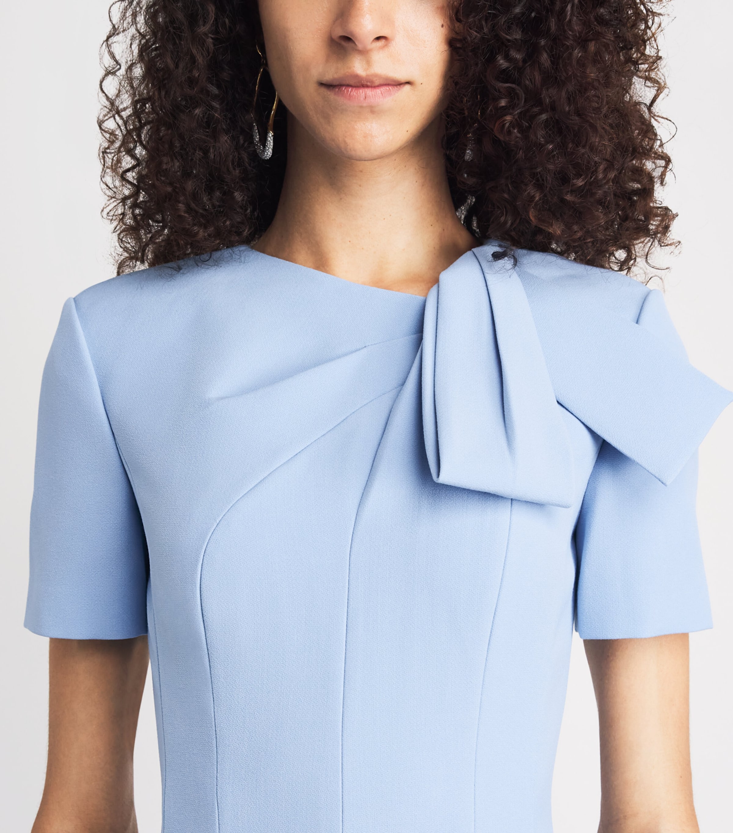 Roland Mouret Womens Crepe Bow-Detail Midi Dress Blue Image 3