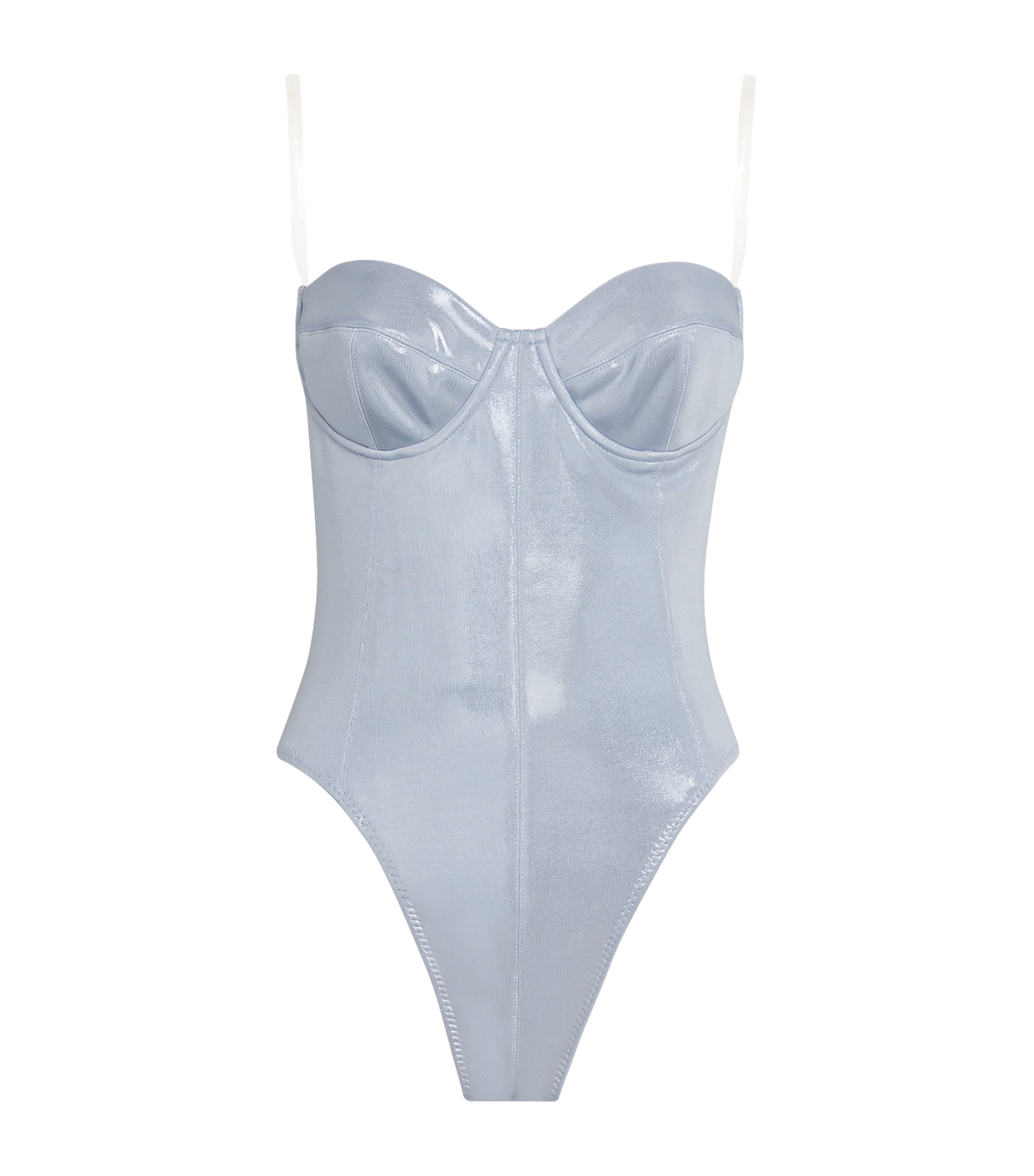 Norma Kamali Metallic Corset Swimsuit In Blue