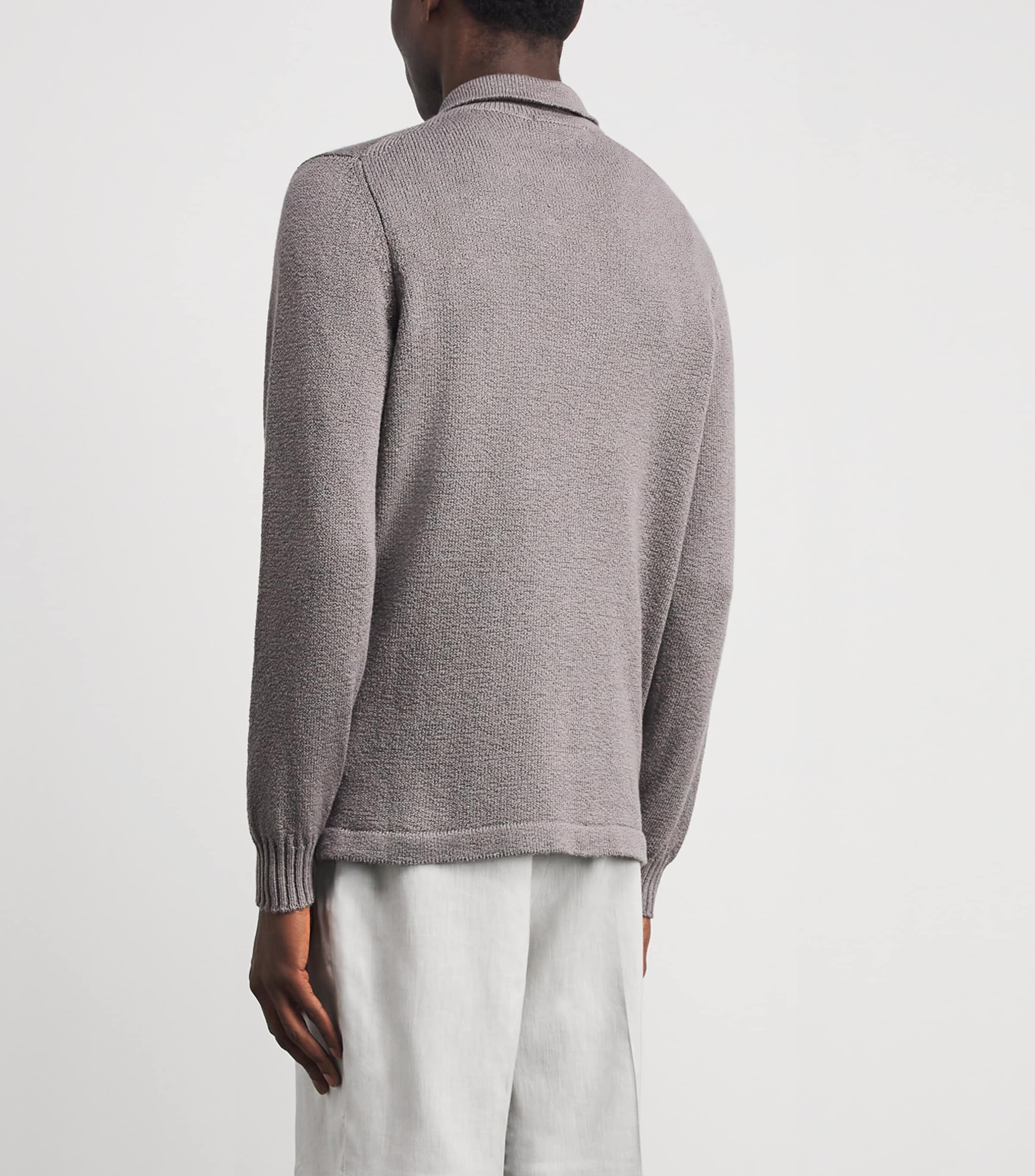 Fioroni Cashmere Mens Cotton Collar Cardigan Grigio Image 5