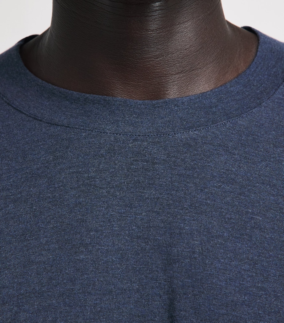 Zimmerli Mens Lyocell-Blend Soft Lounge Long-Sleeve T-Shirt Blue Melange Image 3
