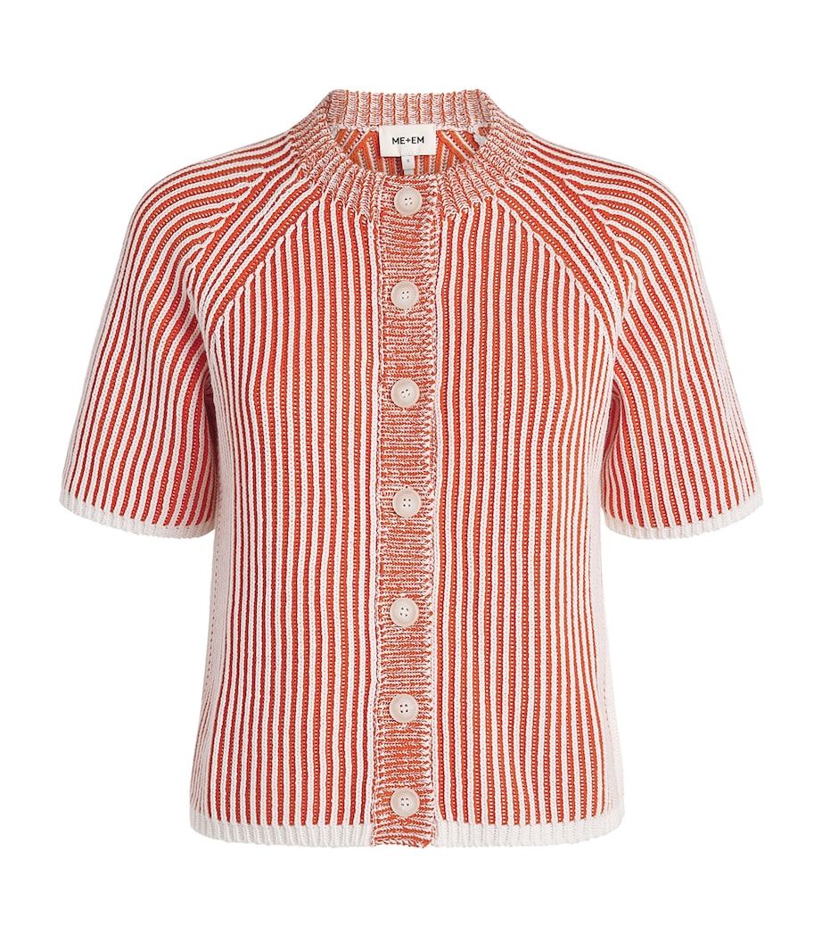 ME+EM Womens Organic Cotton Ribbed Cardigan Nectarine Orange Image 1