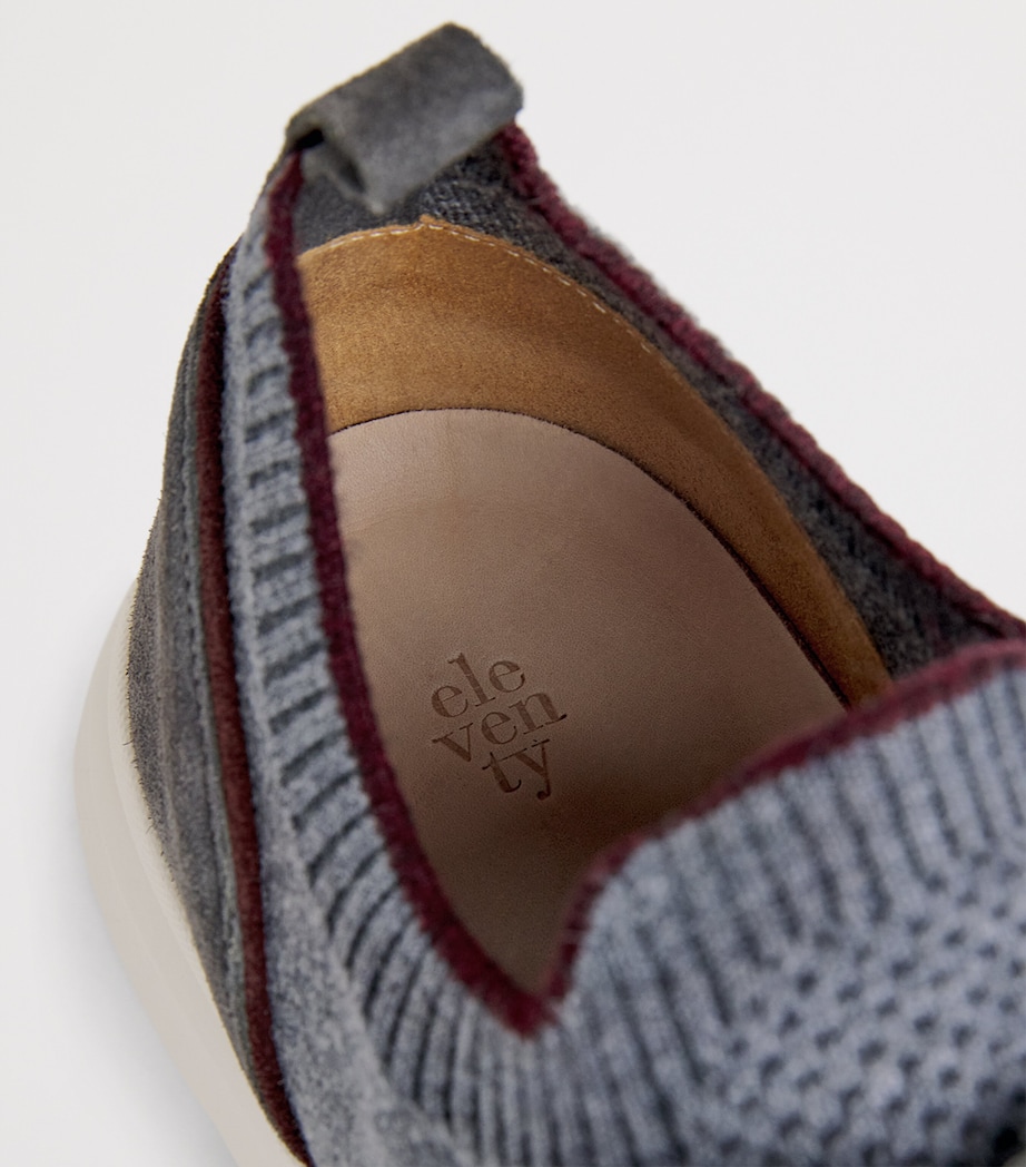 Eleventy Mens Knitted Panel Sneakers Grigio Medio, Bordea Image 7