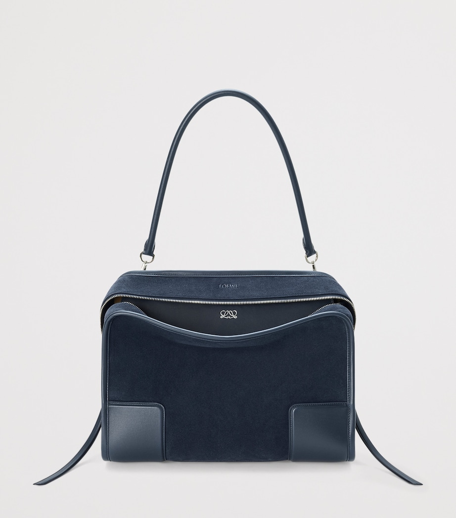 LOEWE Large Suede Amazona 180 Top-Handle Bag Deep Navy Image 6