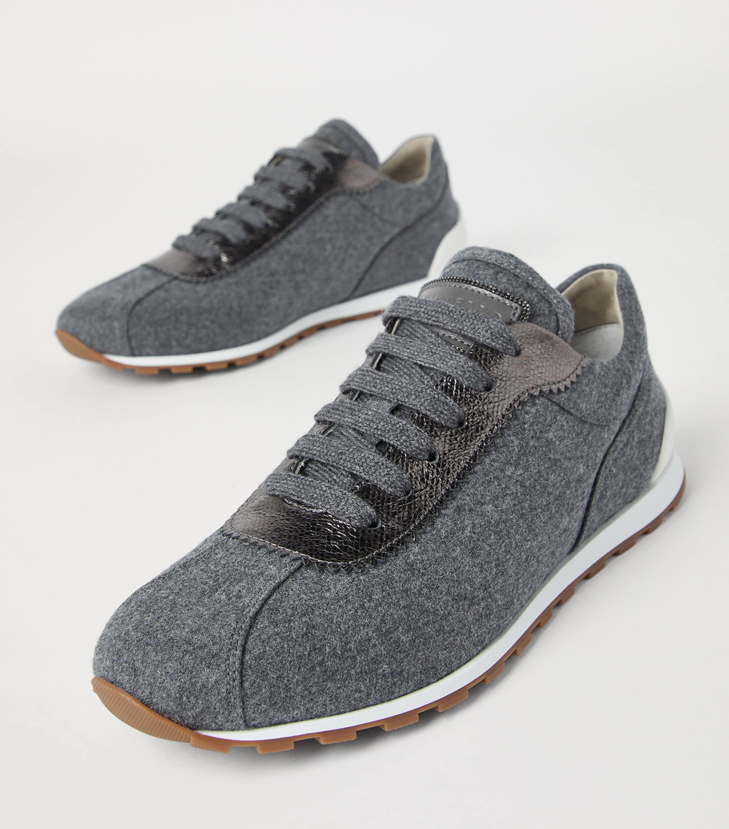 Wool Leather-Trim Sneakers C003 Image 5