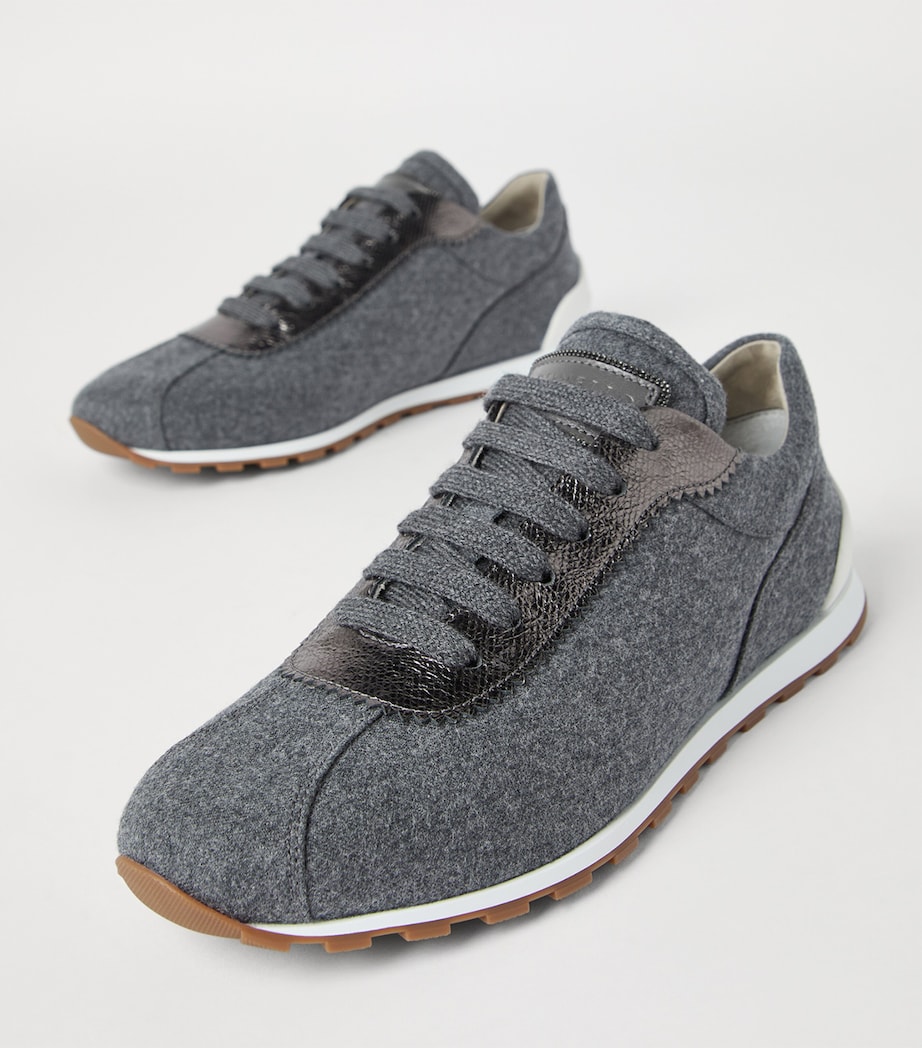 Wool Leather-Trim Sneakers C003 Image 5