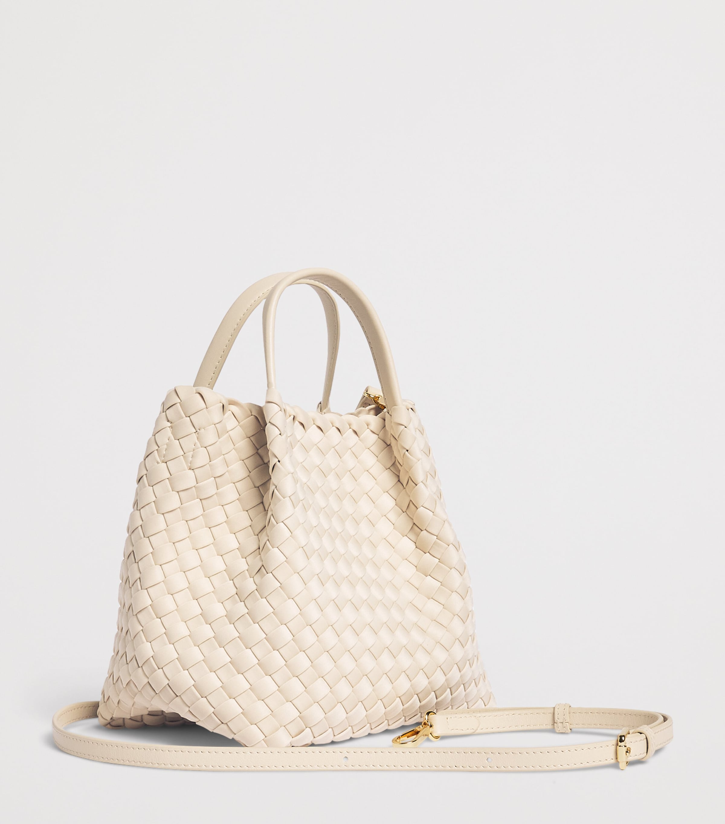 Harrods Mini Neoprene Woven Tote Bag Ivory Image 3