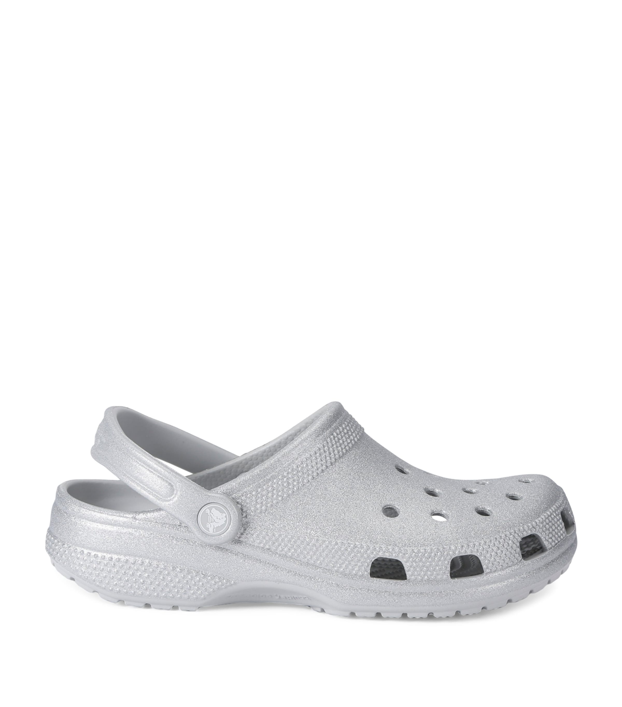 Crocs Classic Glitter Clog In Silver