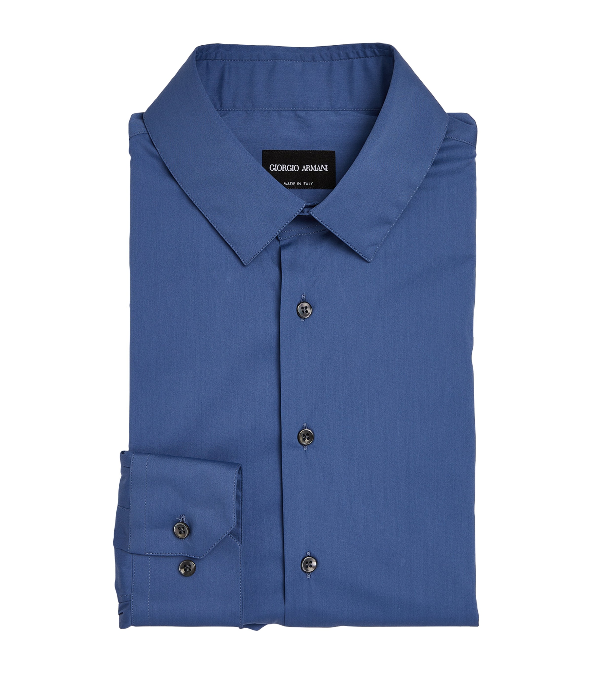 Shop Giorgio Armani Cotton-blend Shirt In Blue