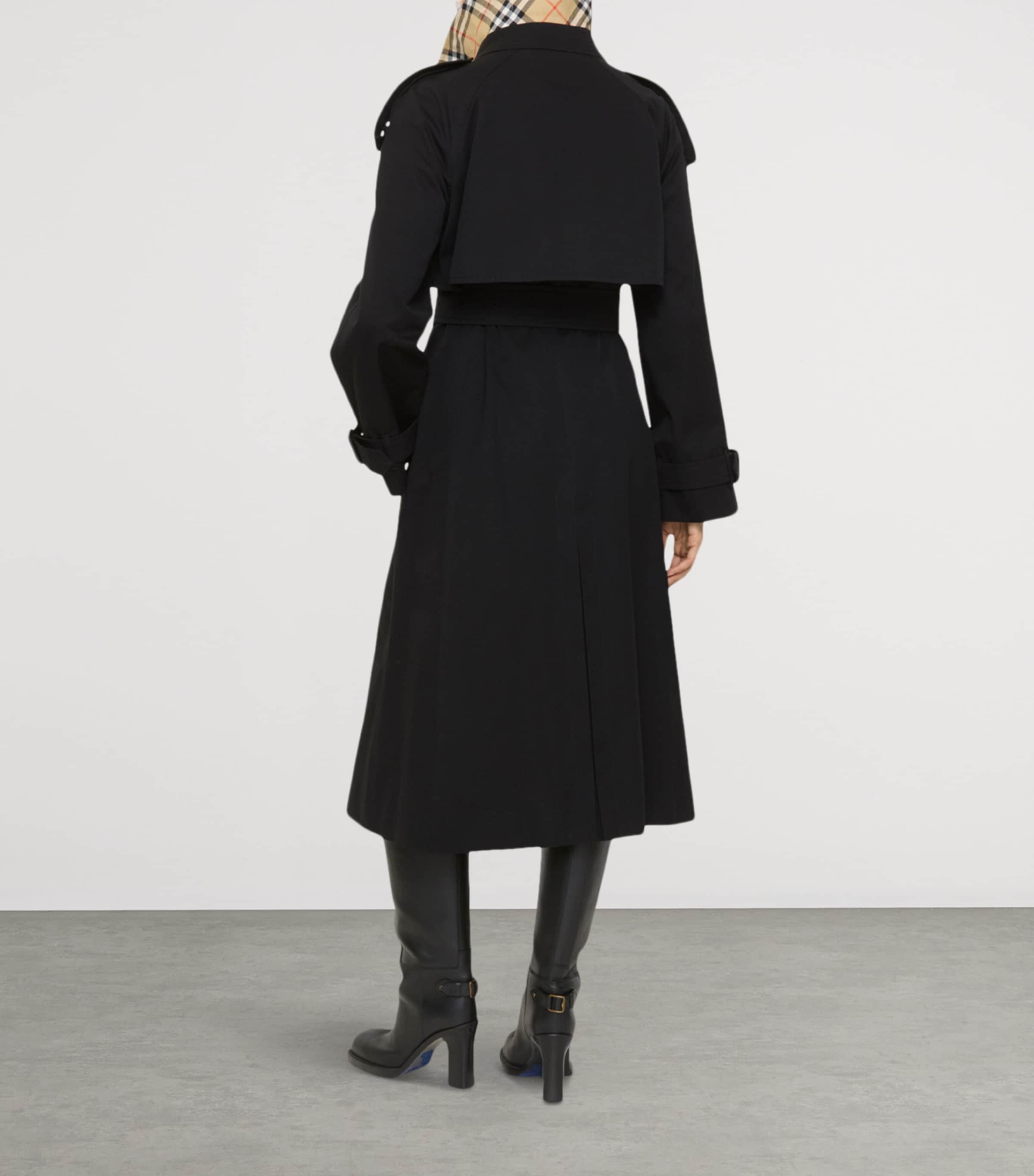 Gabardine Fitzrovia Long Trench Coat BLACK Image 4