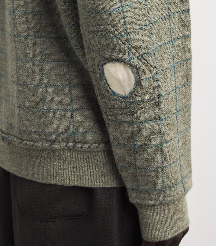 Maison Margiela Mens Virgin Wool Check Sweater Military Green Image 6