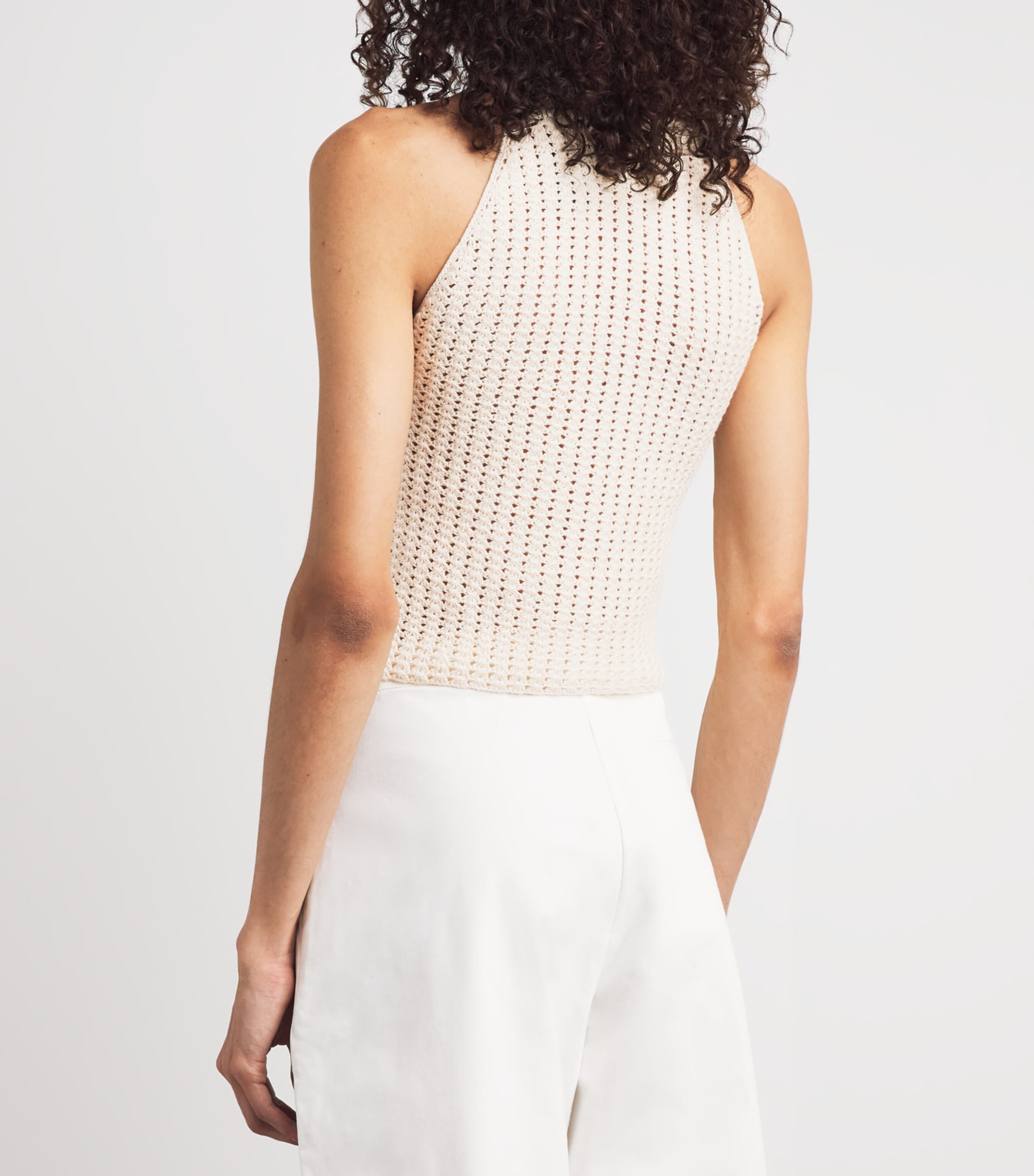ESCVDO Womens Crochet Reflejo Halter Top Ivory Image 5