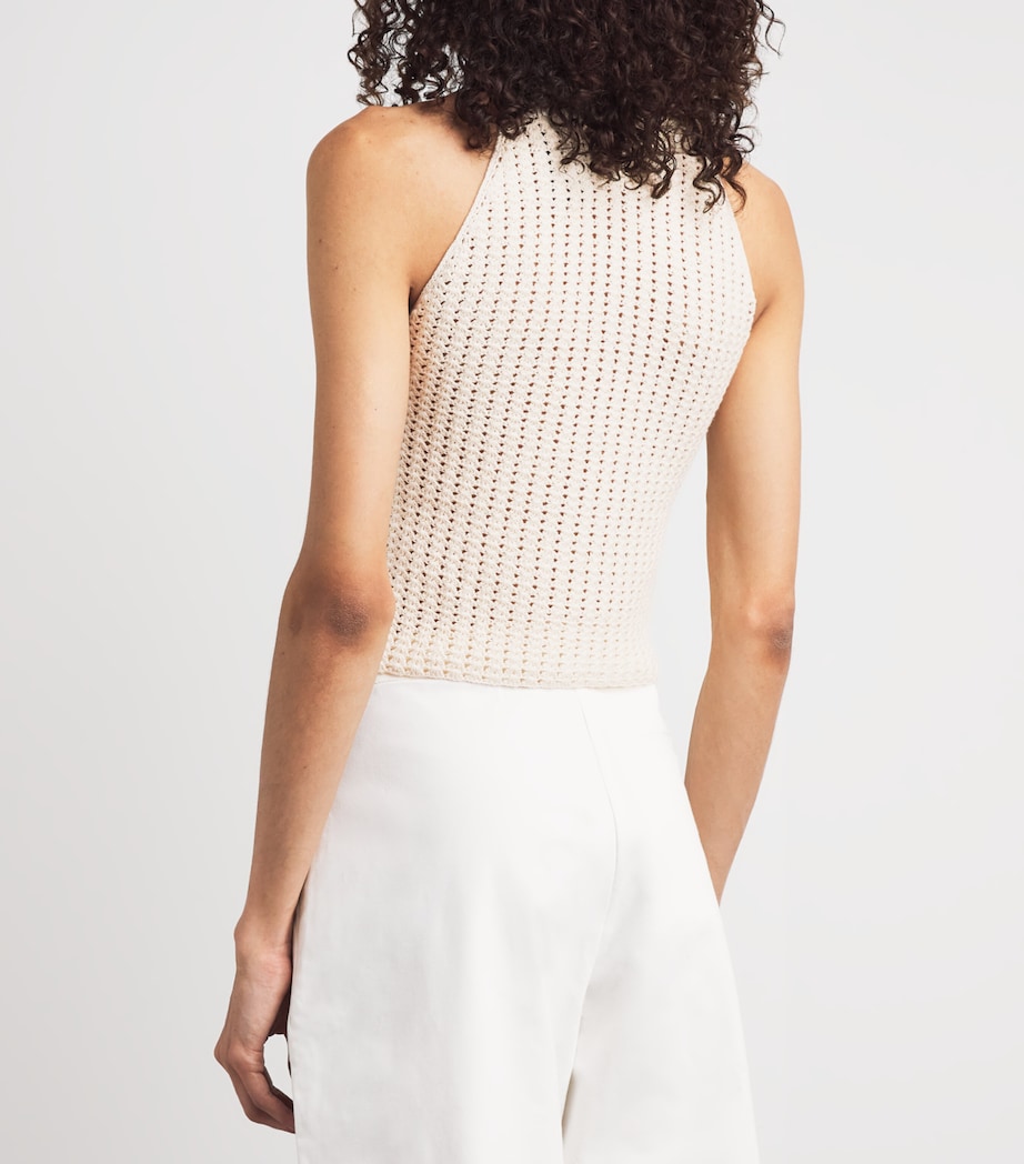 ESCVDO Womens Crochet Reflejo Halter Top Ivory Image 5