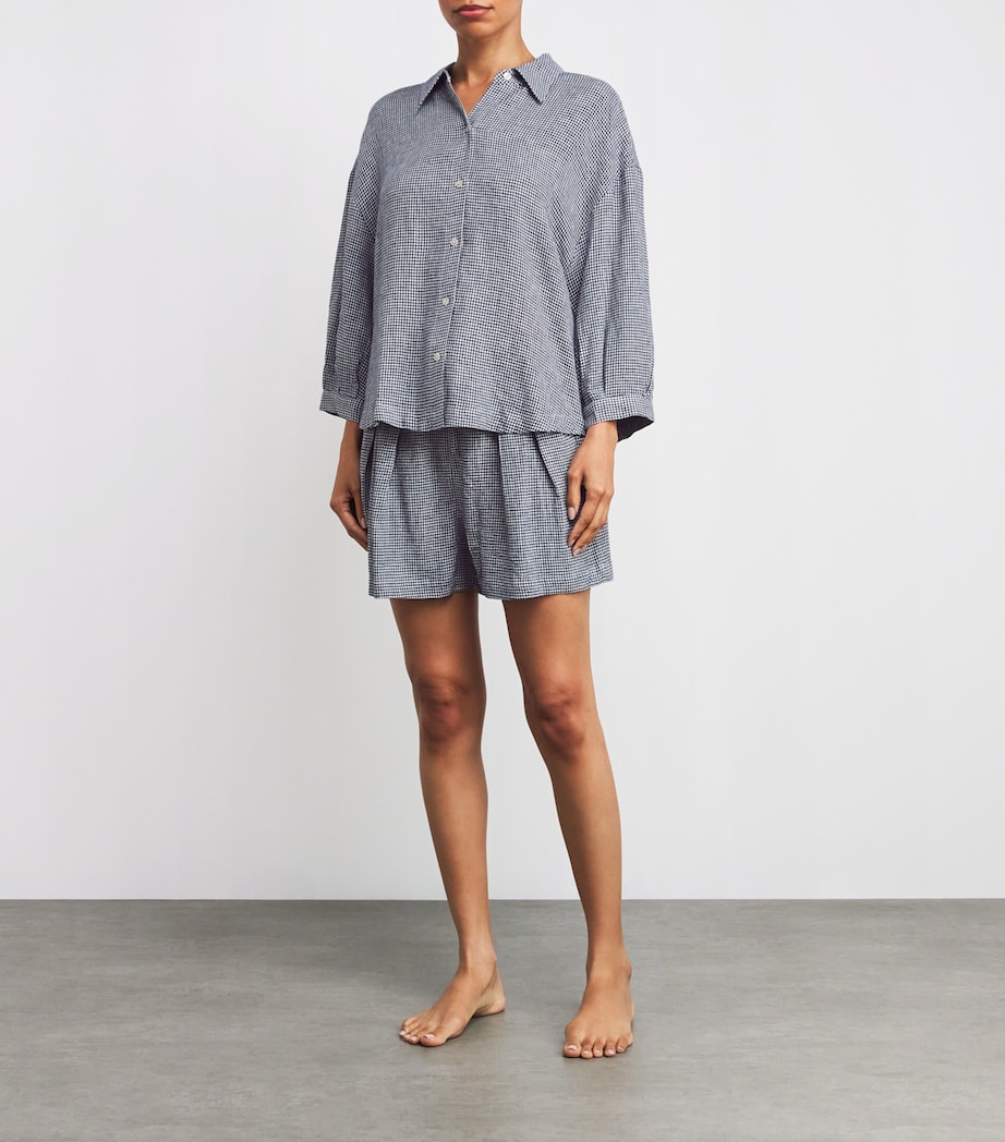 Linen-Blend Relaxed Pyjama Shorts GW/NA GINGHAM WHTE/N Image 2