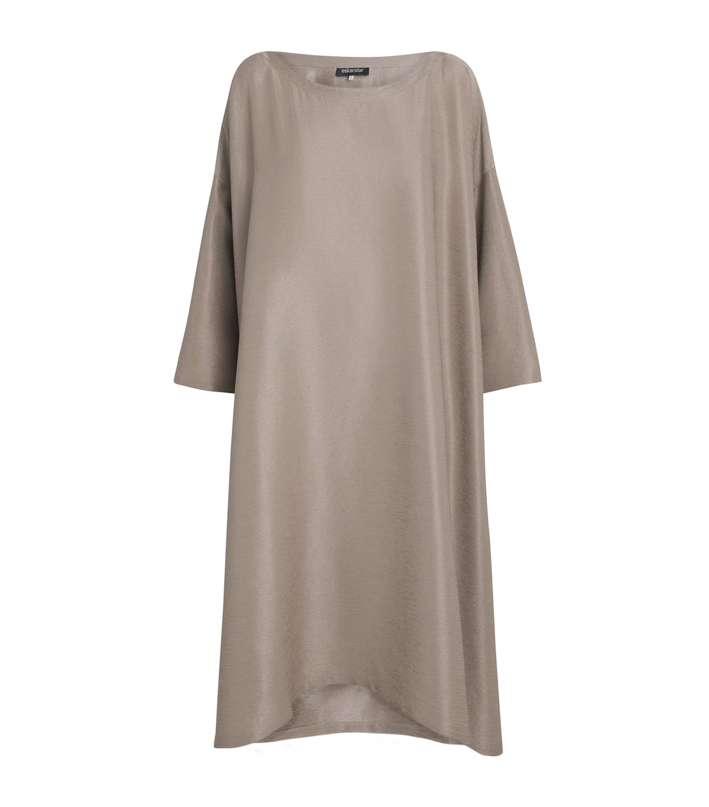 Eskandar Silk Plissé Midi Dress In Brown