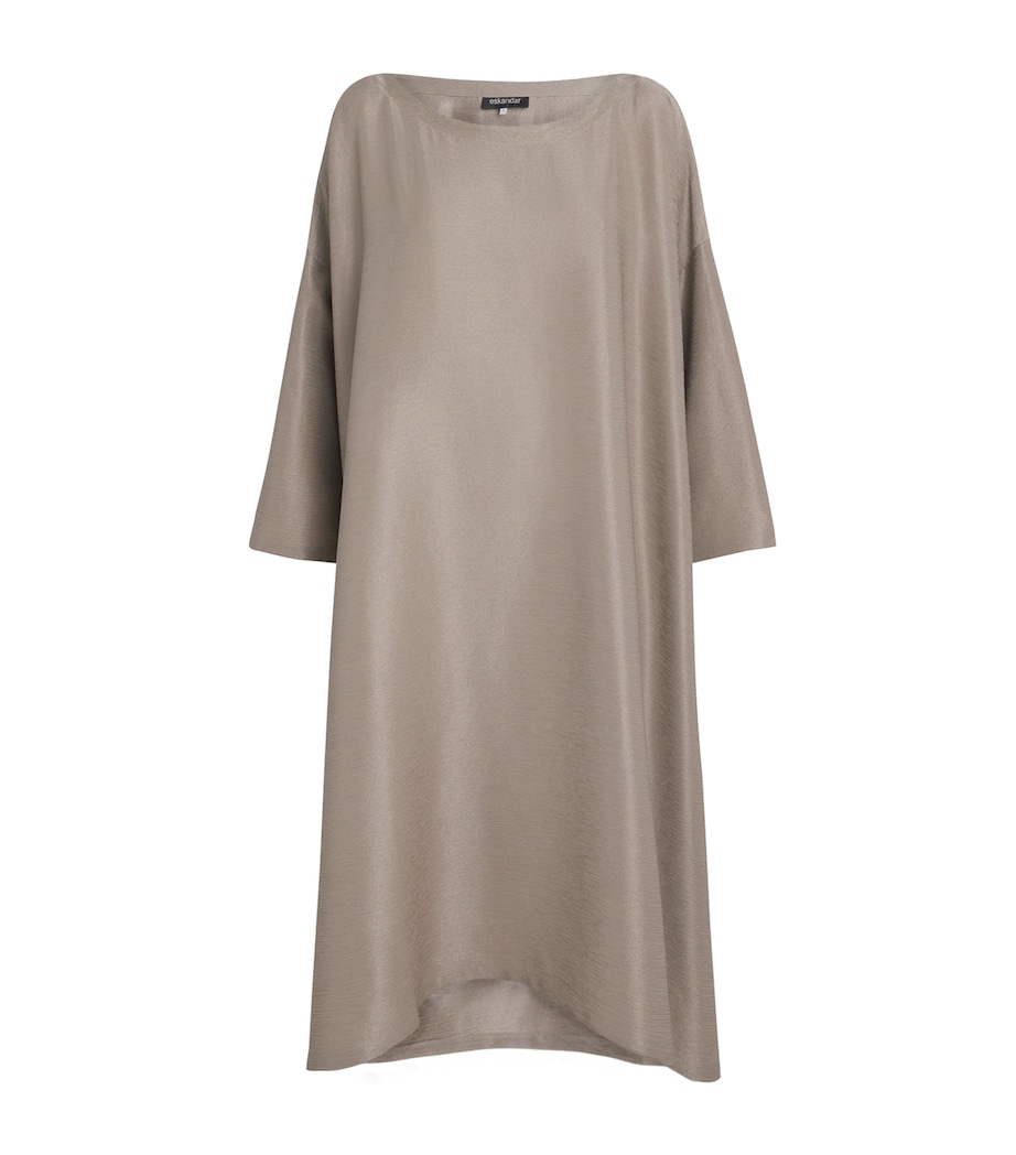 Eskandar Womens Silk Plissé Midi Dress Stone Image 1