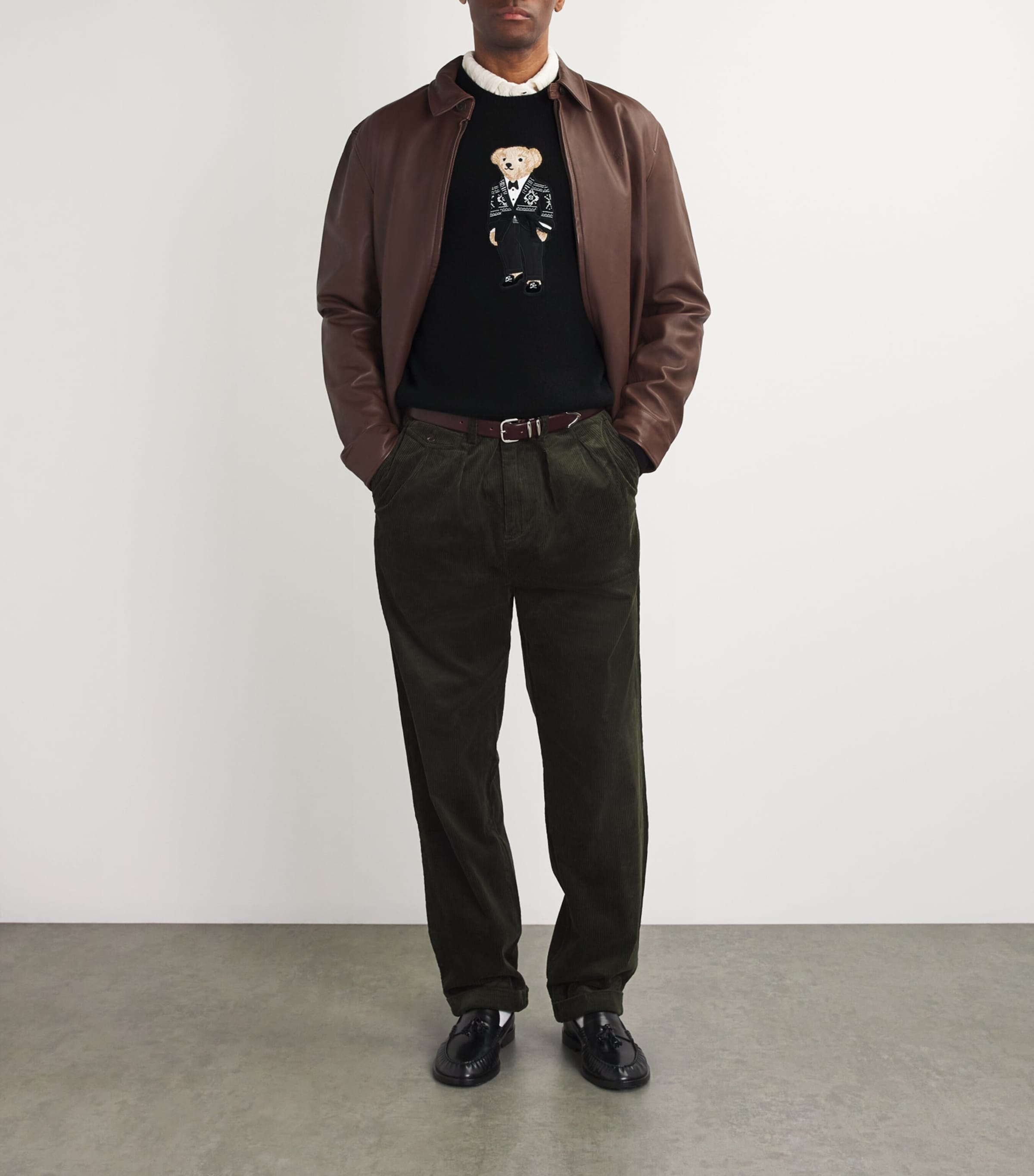 Crew-Neck Polo Bear Sweater BLACK Image 2