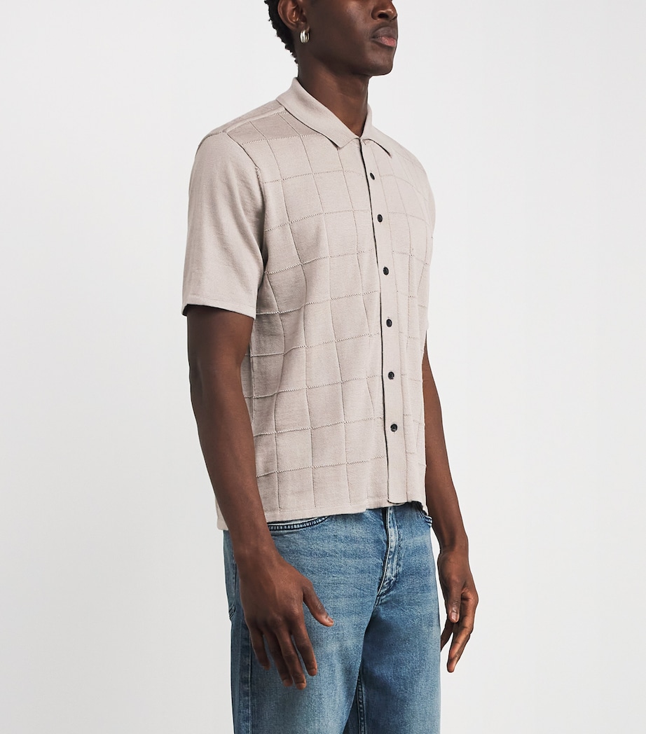 Wool-Blend Knitted Short-Sleeve Shirt TAN Image 3