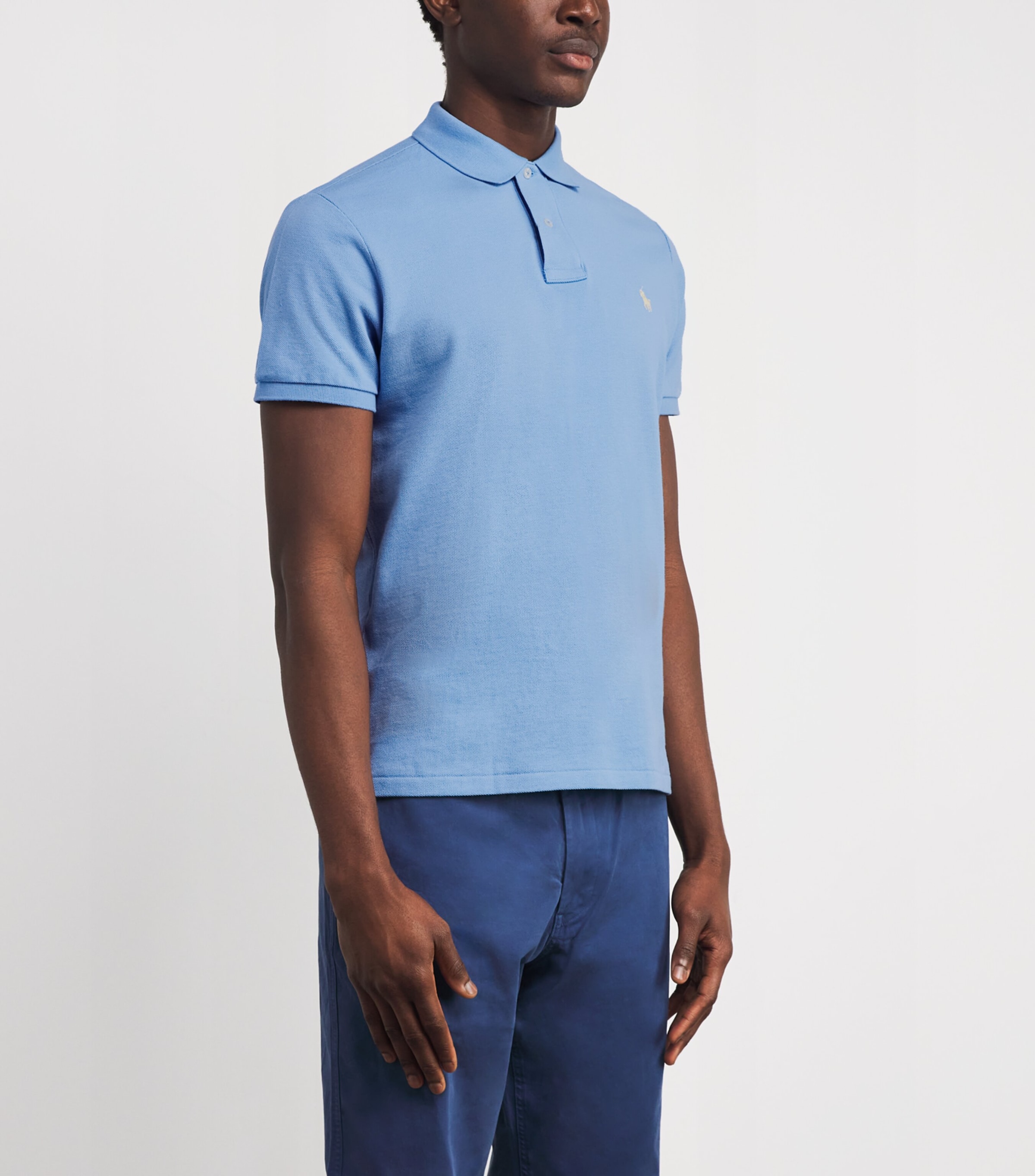 Polo Ralph Lauren Mens Cotton Mesh Custom-Fit Polo Shirt Bristol Blue Image 3