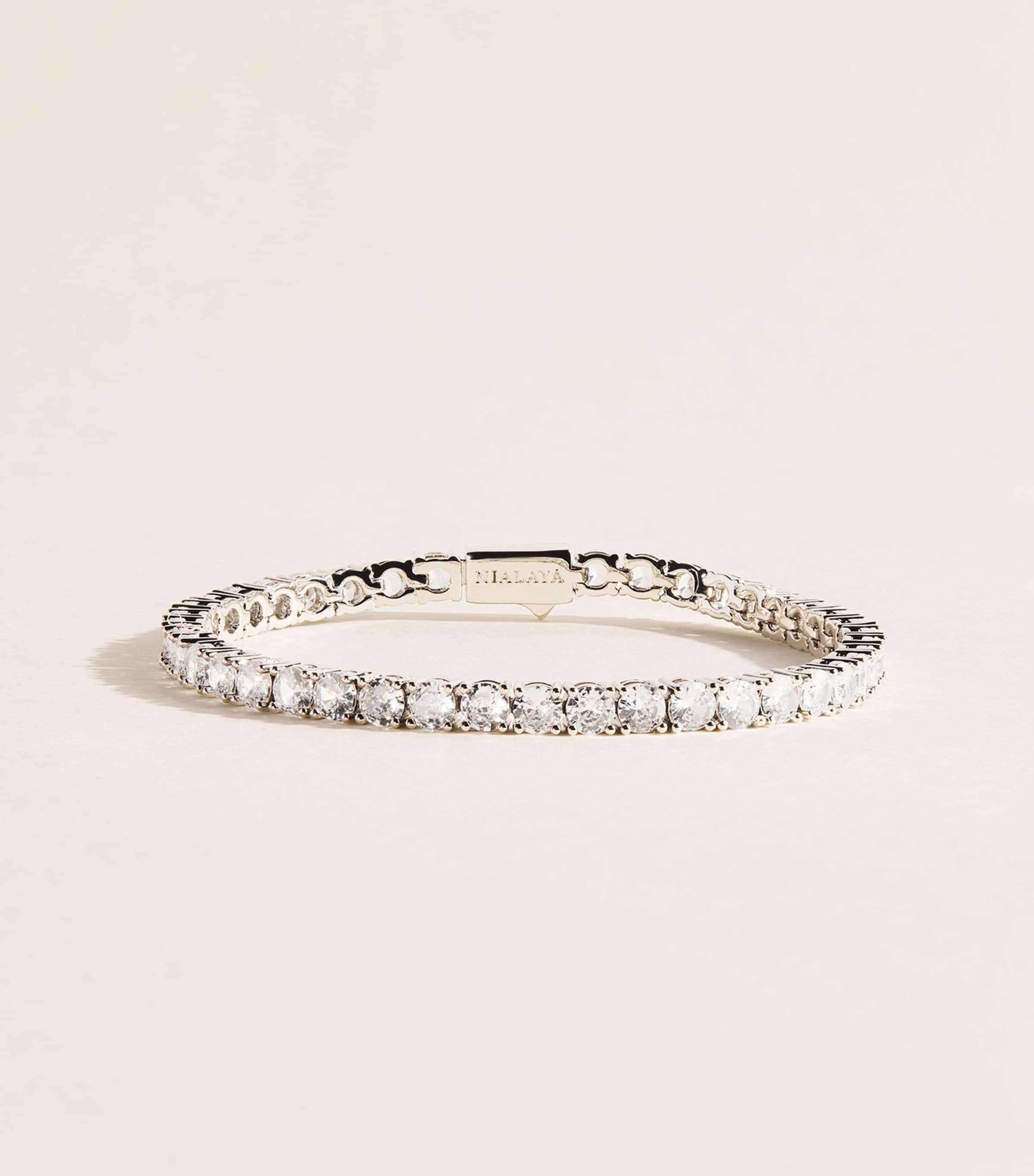 Nialaya Jewelry Silver-Plated Tennis Bracelet Image 1