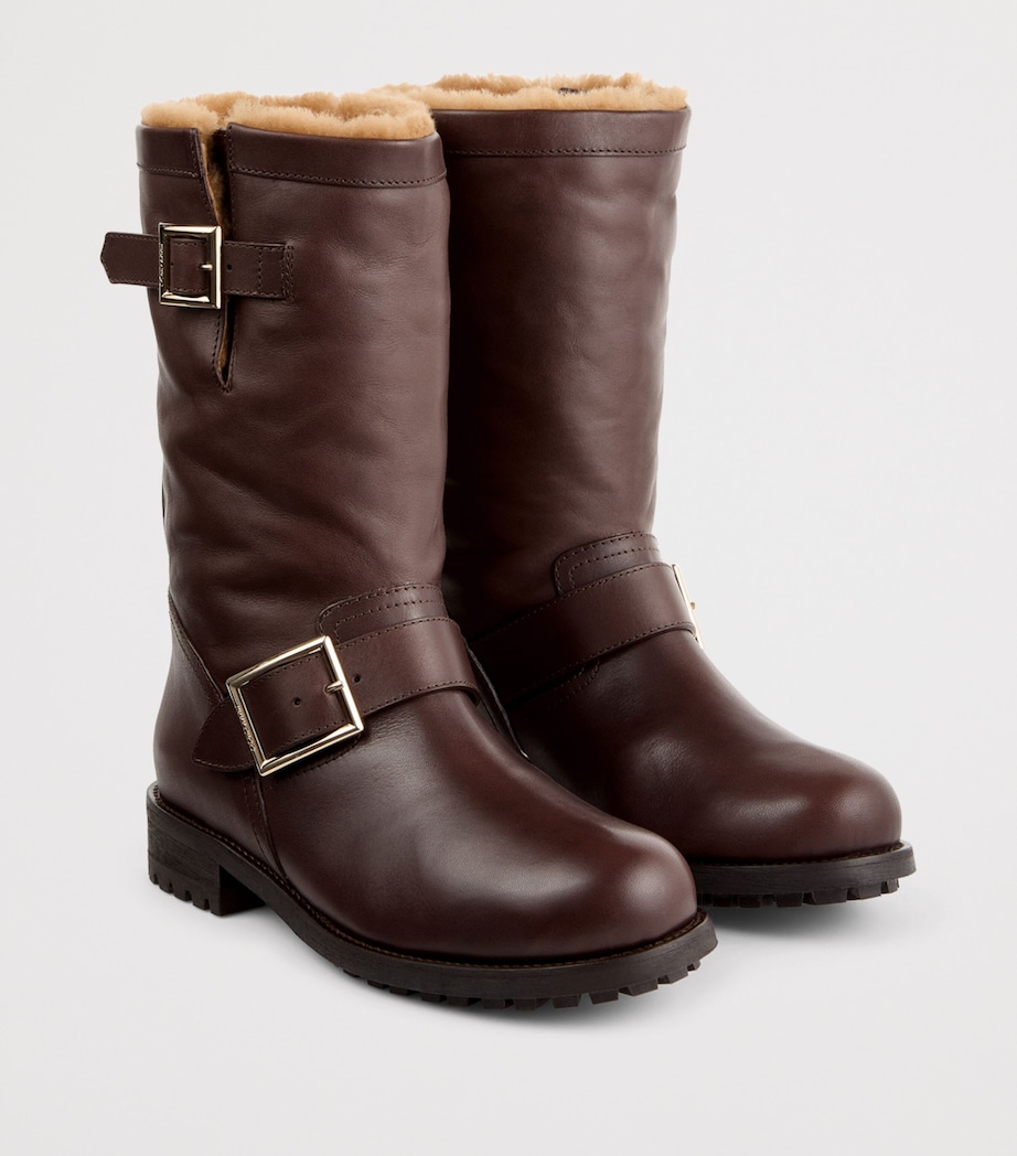 Jimmy Choo Biker Mid Leather Boots Chocolate/teddy Image 2