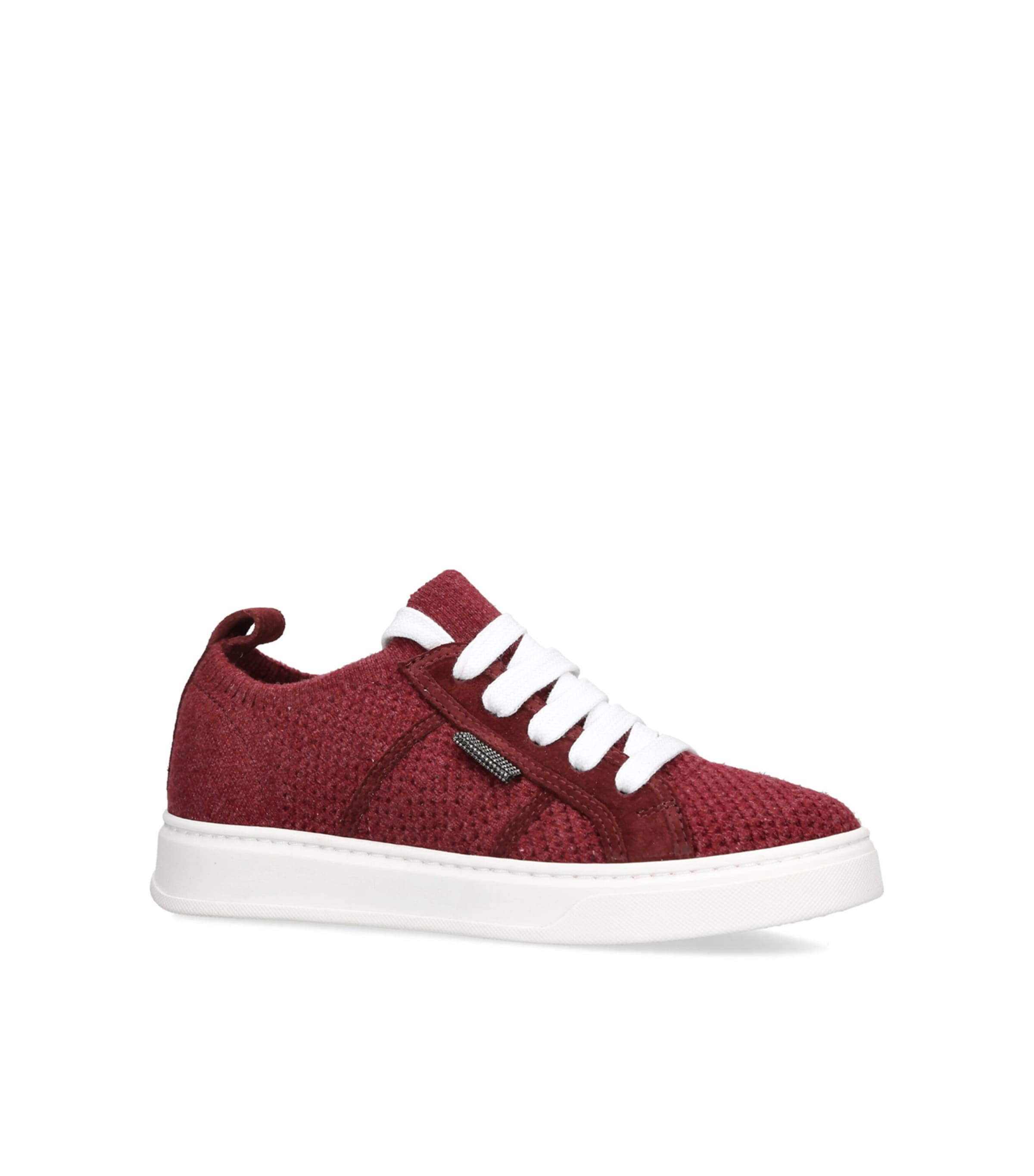 Brunello Cucinelli Kids Cotton Knitted Sneakers Wine Image 2