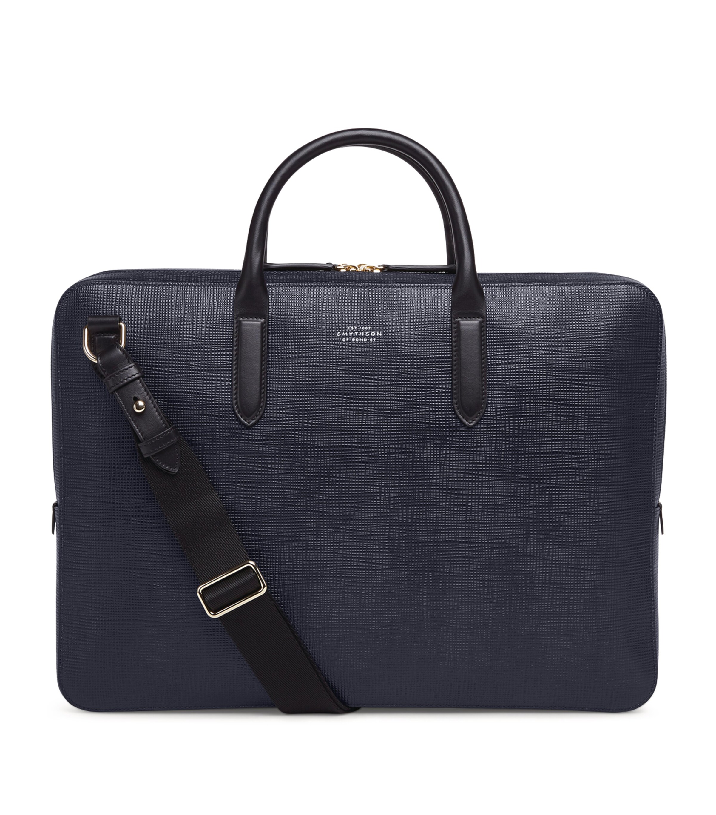 Leather Panama Briefcase NAVY Image 2