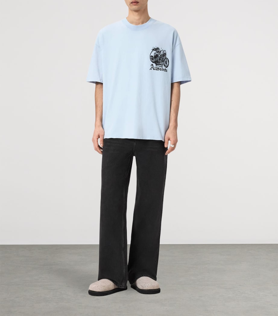 AllSaints Mens Organic Cotton Oversized Panhead T-Shirt Villa Blue Image 2