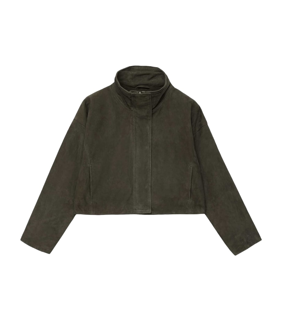AllSaints Womens Suede Ryder Jacket Khaki Green Image 1