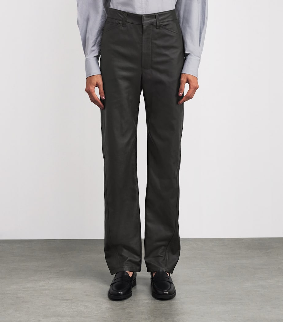 Calfskin Straight Trousers BR507 DARK ESPRESSO Image 3