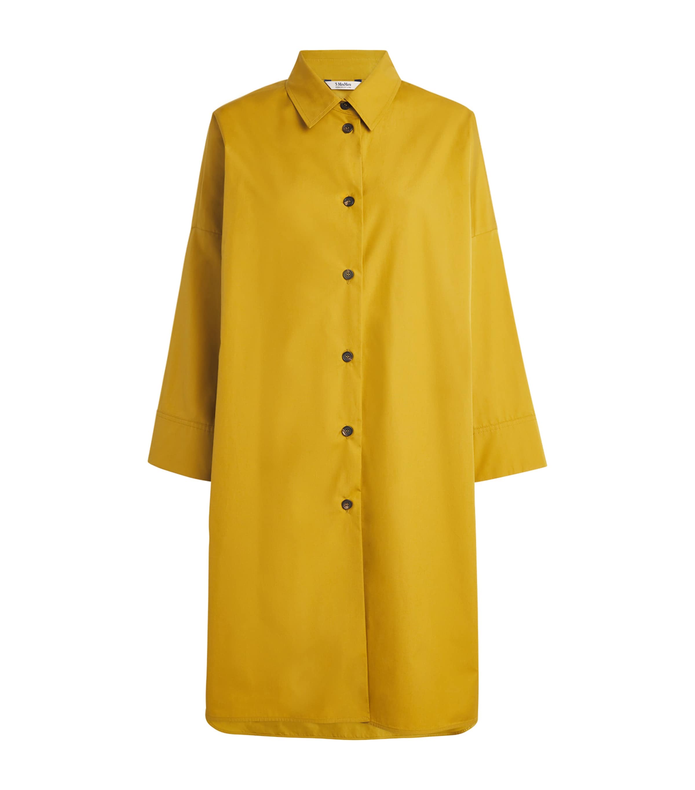 Max Mara Cotton Midi Shirt Dress In Yellow