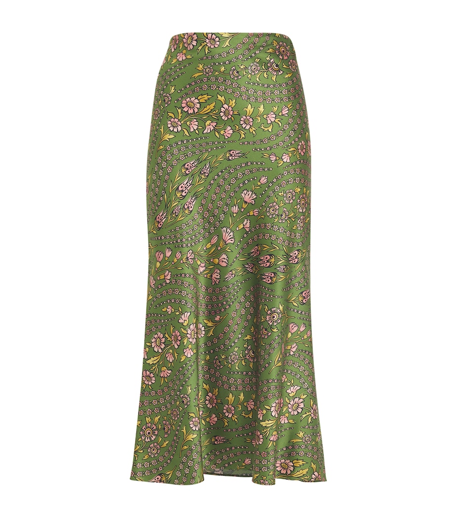Veronica Beard Womens Silk-Blend Clover Midi Skirt Lemngrss Multi Image 1