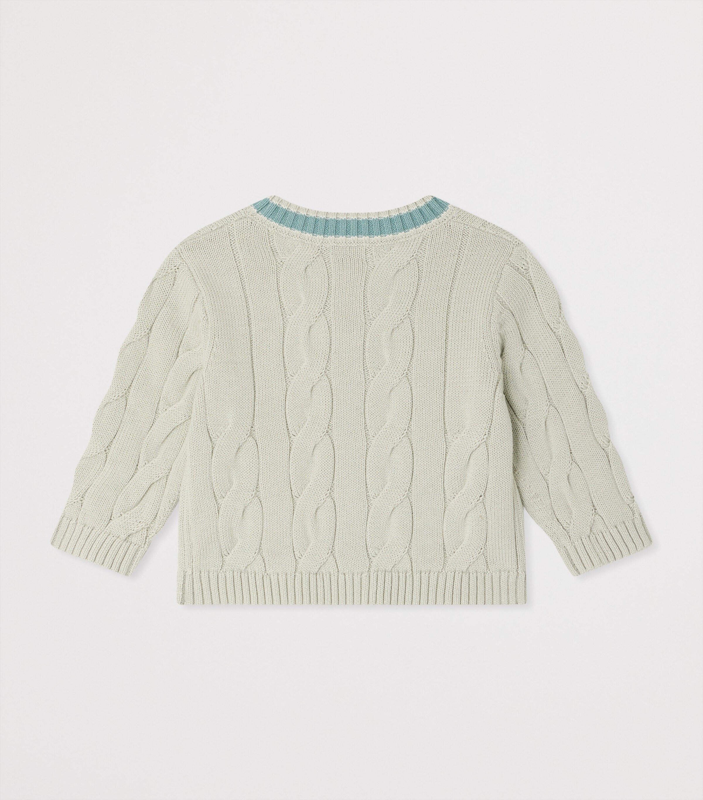 Bonpoint Cotton Cable-Knit Cardigan (6-12 Months) Ra Bleu Gris Image 2