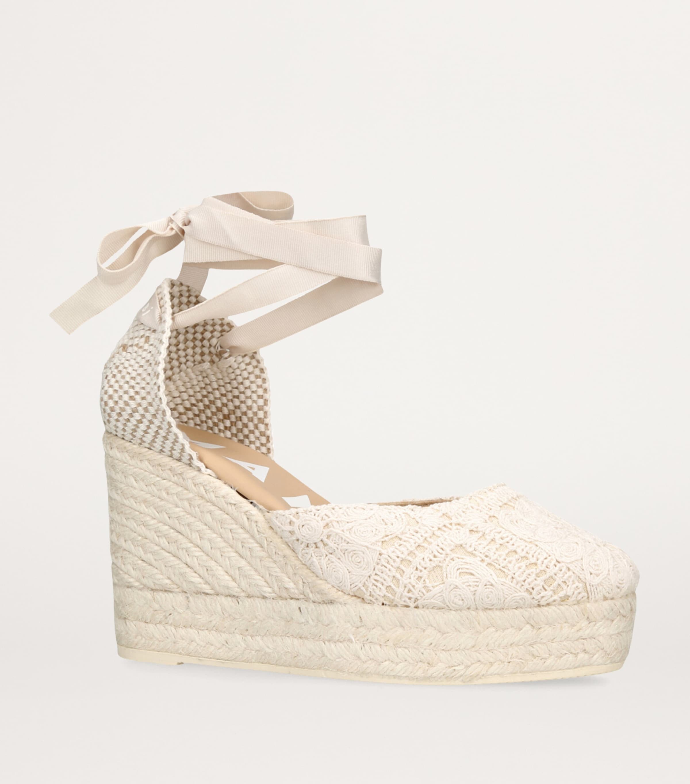 Manebi Cotton Yucatan Espadrille Wedge Sandals 100 Bone Image 3