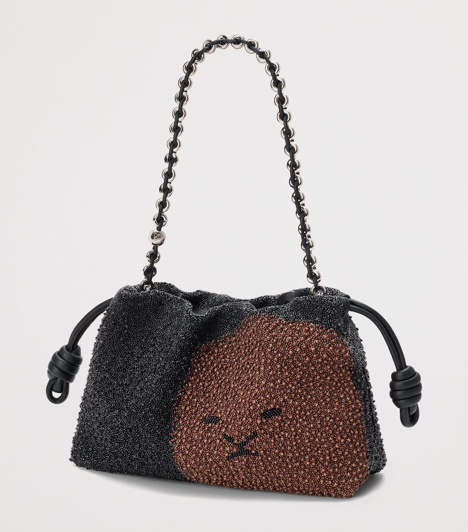 LOEWE Medium Beaded Lion Flamenco Clutch Bag Black/pecan Image 4