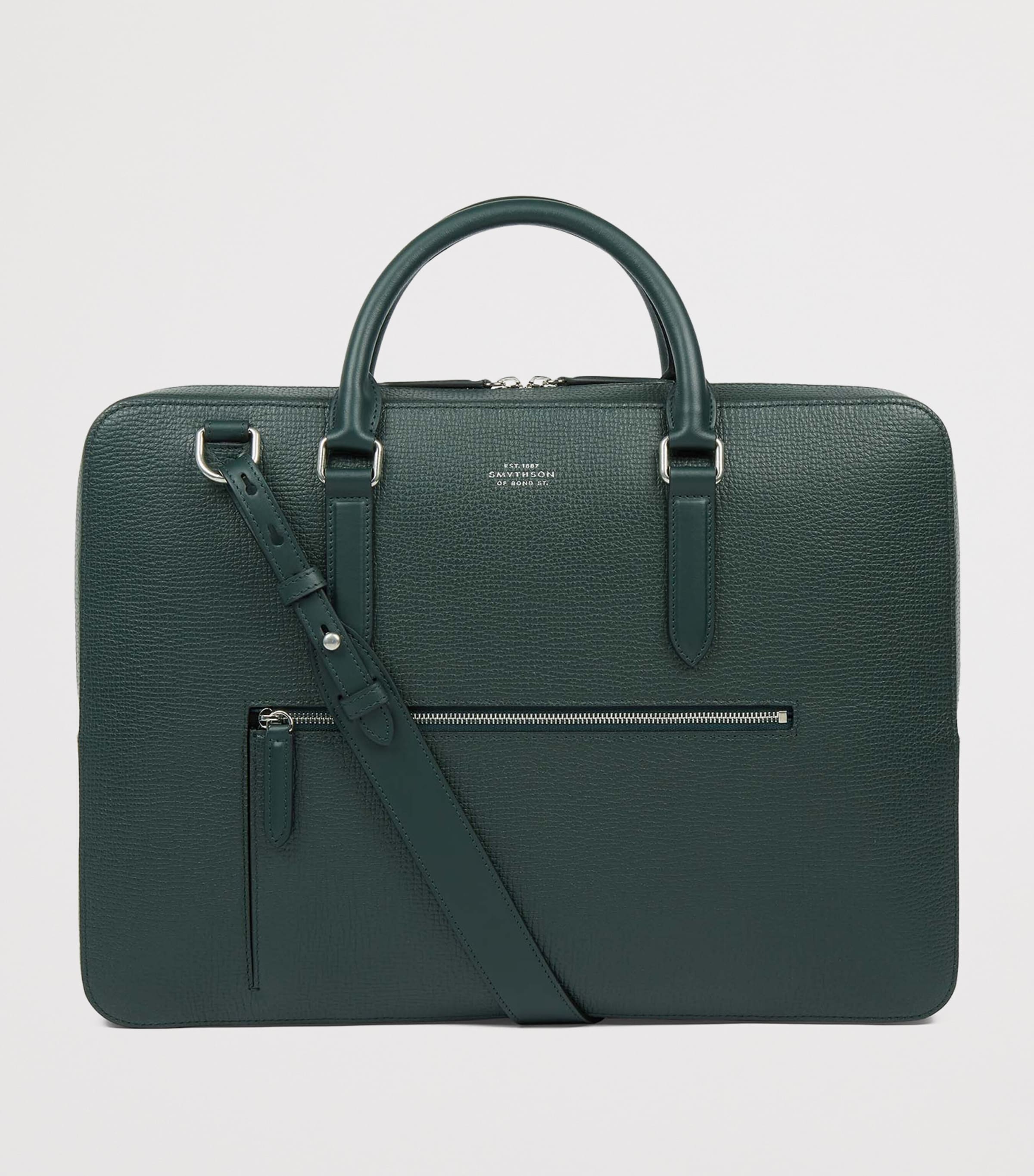 Ludlow Leather Slim Briefcase BOTTLE GREEN Image 2