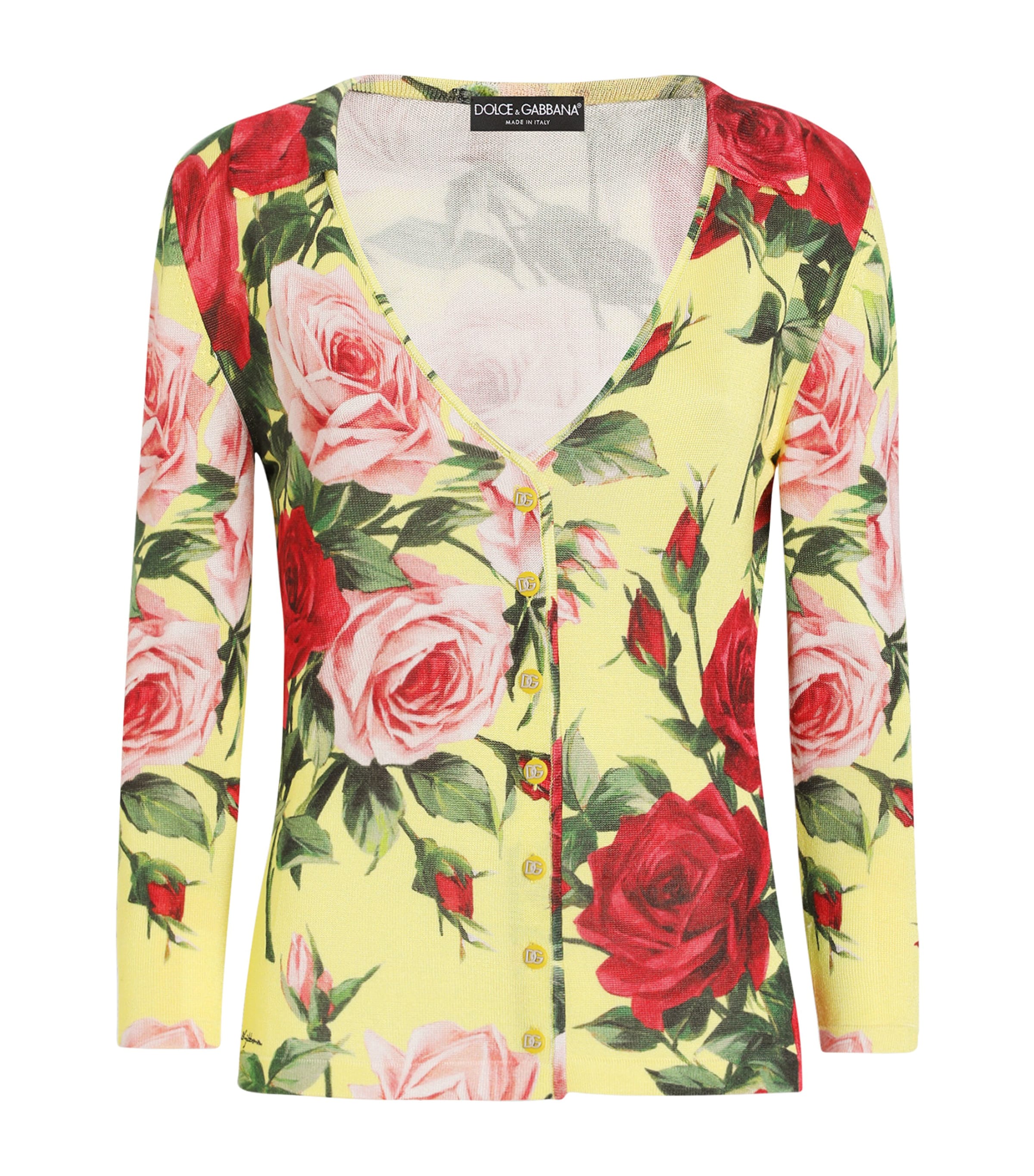 Dolce & Gabbana Silk Knit Cardigan With Bouquet Print
